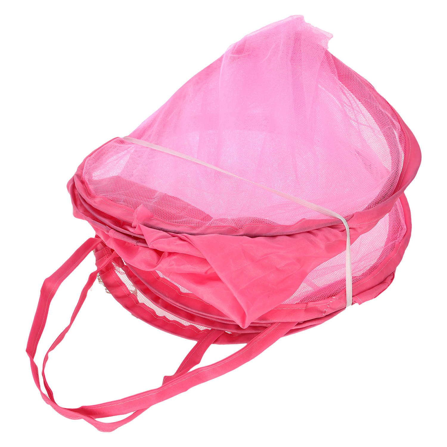 Kuber Industries Disney Princess Laundry Basket | Net Foldable Laundry | Nylon Storage Basket with Handle | Clothes Basket for Home | Toy Storage | Pink