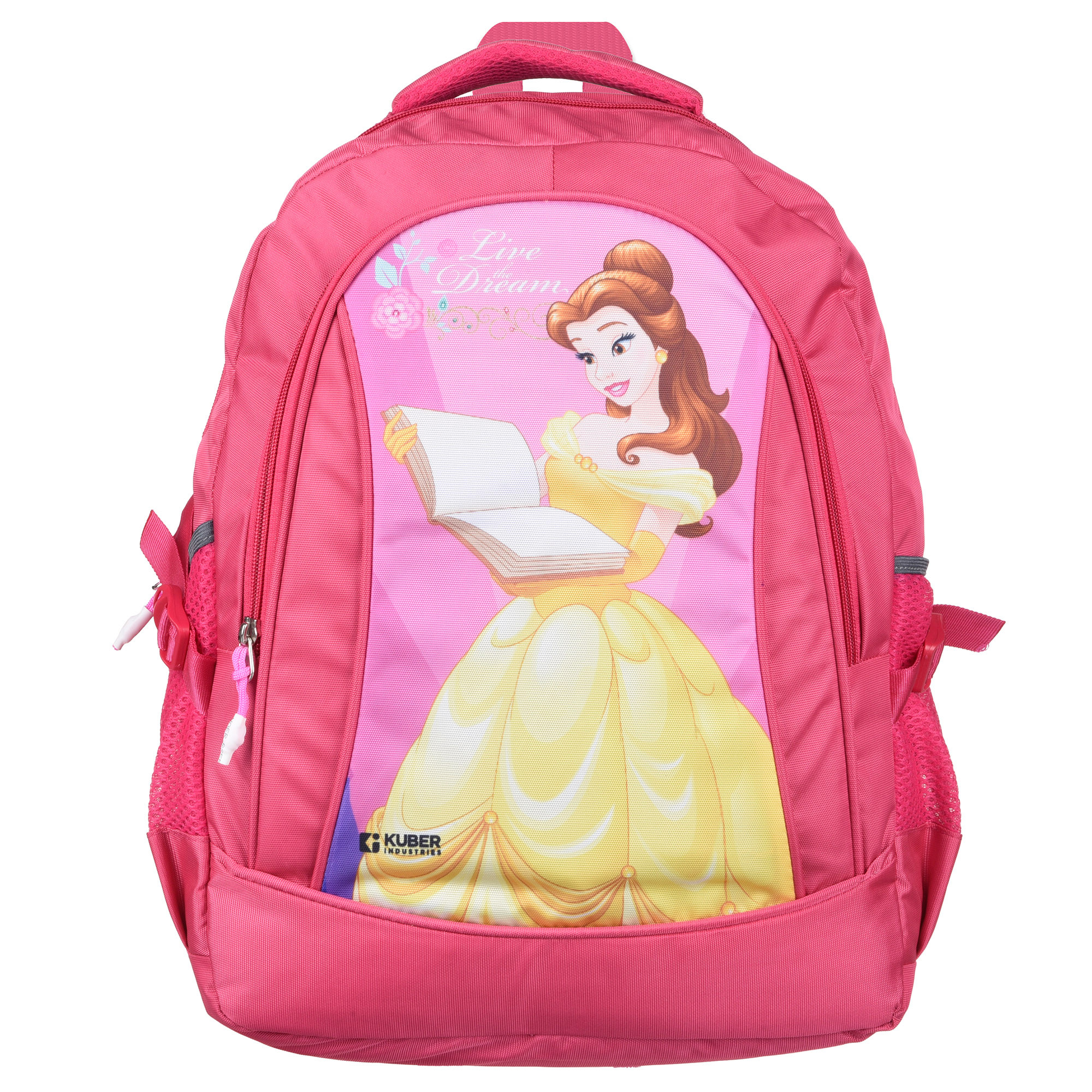 Kuber Industries Disney Princess Love The Dream School Bags  Kids School Bags  Student Bookbag  Travel Backpack  School Bag for Girls  Boys  School Bag with 3 Compartments  Pink