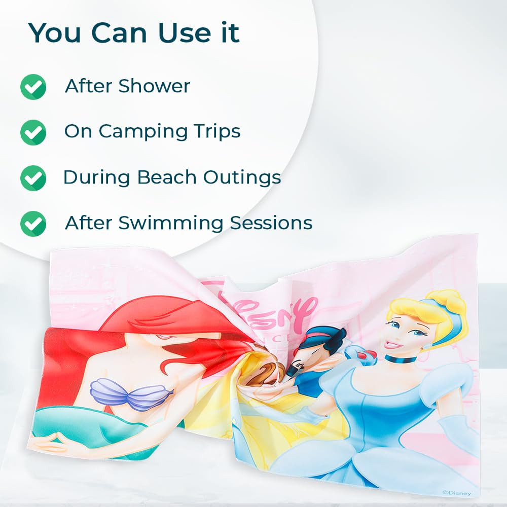 Kuber Industries Disney Princess Microfiber Soft Kids Bath Towel (Multi)