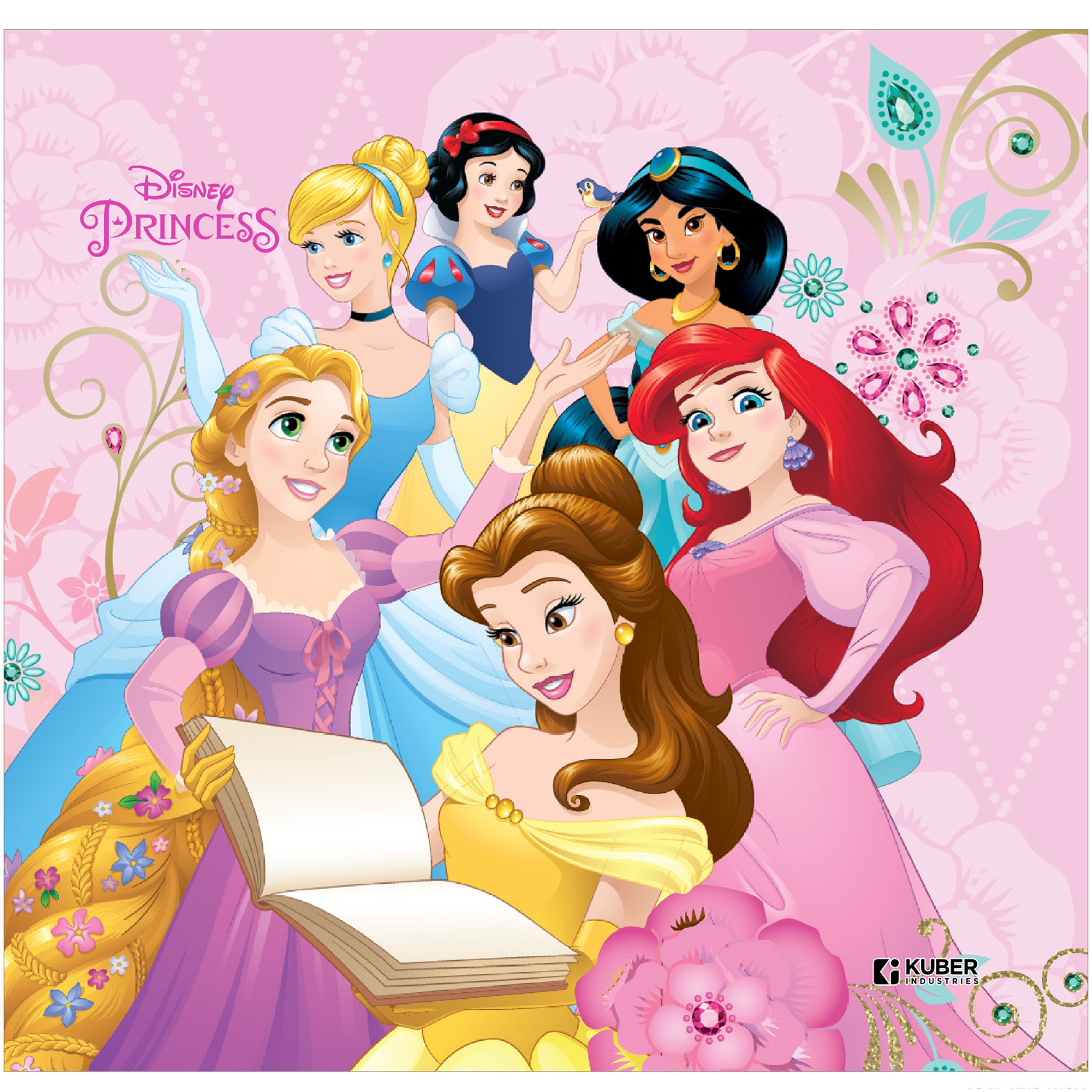 Kuber Industries Disney Princess Print Storage Box|Foldable Clothes Organizer|Collapsible Storage Basket With Handle For Toys,Books,30 Ltr.(Pink)