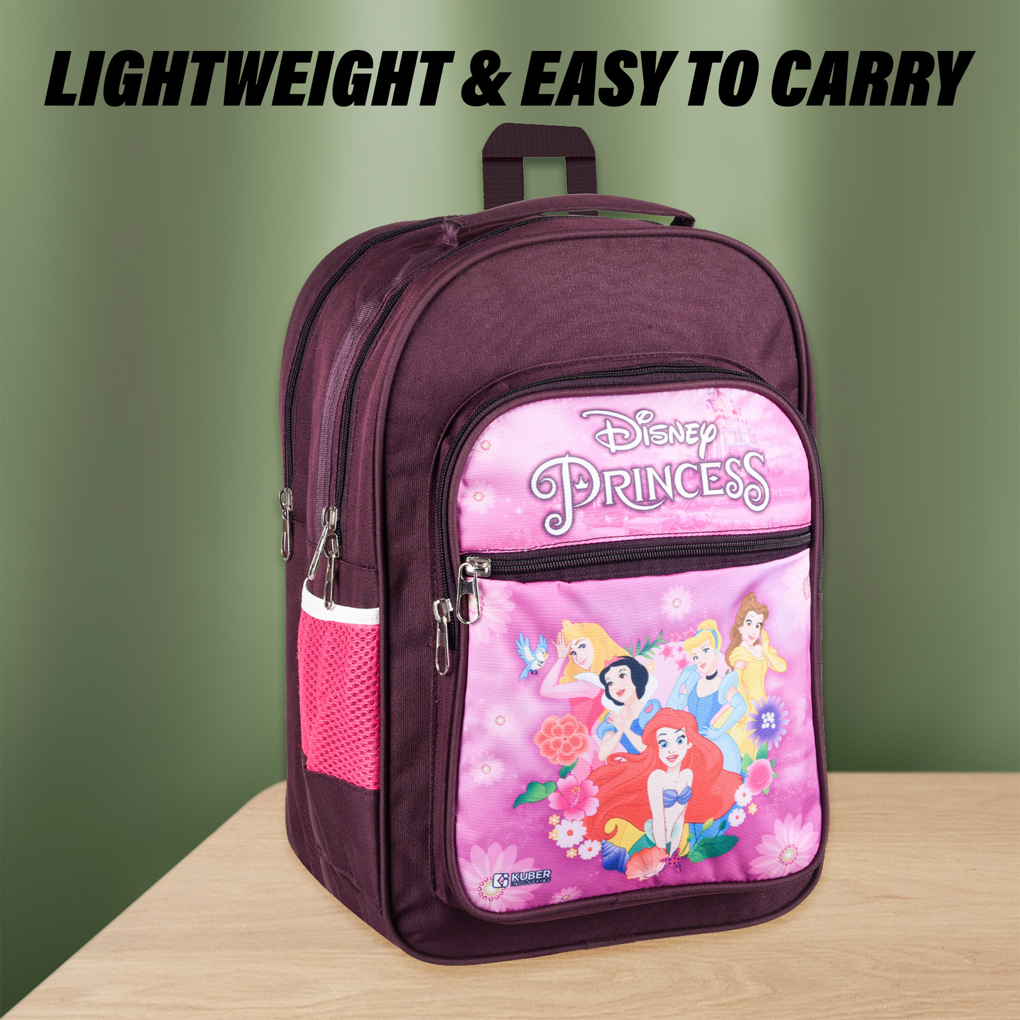 Kuber Industries Disney Princess School Bags  Kids School Bags  Student Bookbag  Travel Backpack  School Bag for Girls  Boys  School Bag with 4 Compartments  Wine