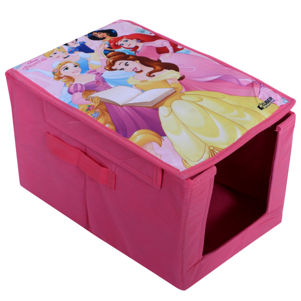 Kuber Industries Disney Princess Shirt Stacker|Wardrobe Organizer For Clothes|Non-Woven Wardrobe Organizer for Home With Lid (Pink)