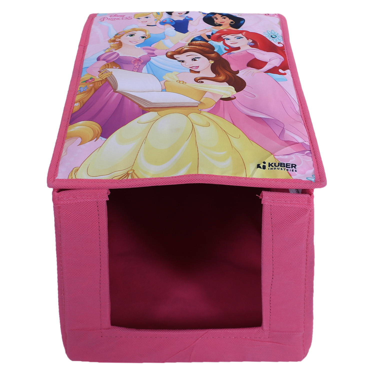 Kuber Industries Disney Princess Shirt Stacker|Wardrobe Organizer For Clothes|Non-Woven Wardrobe Organizer for Home With Lid (Pink)