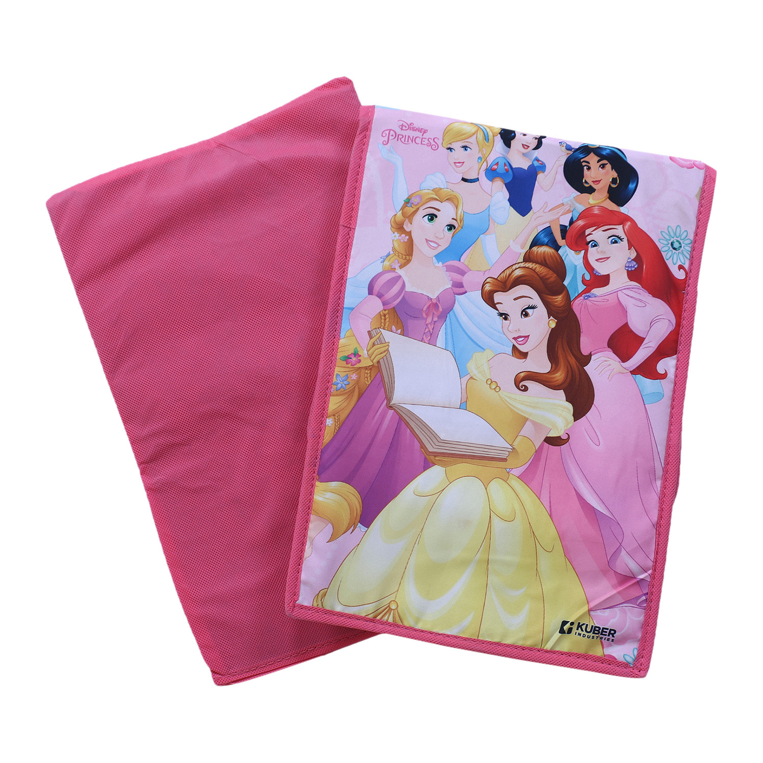 Kuber Industries Disney Princess Shirt Stacker|Wardrobe Organizer For Clothes|Non-Woven Wardrobe Organizer for Home With Lid (Pink)