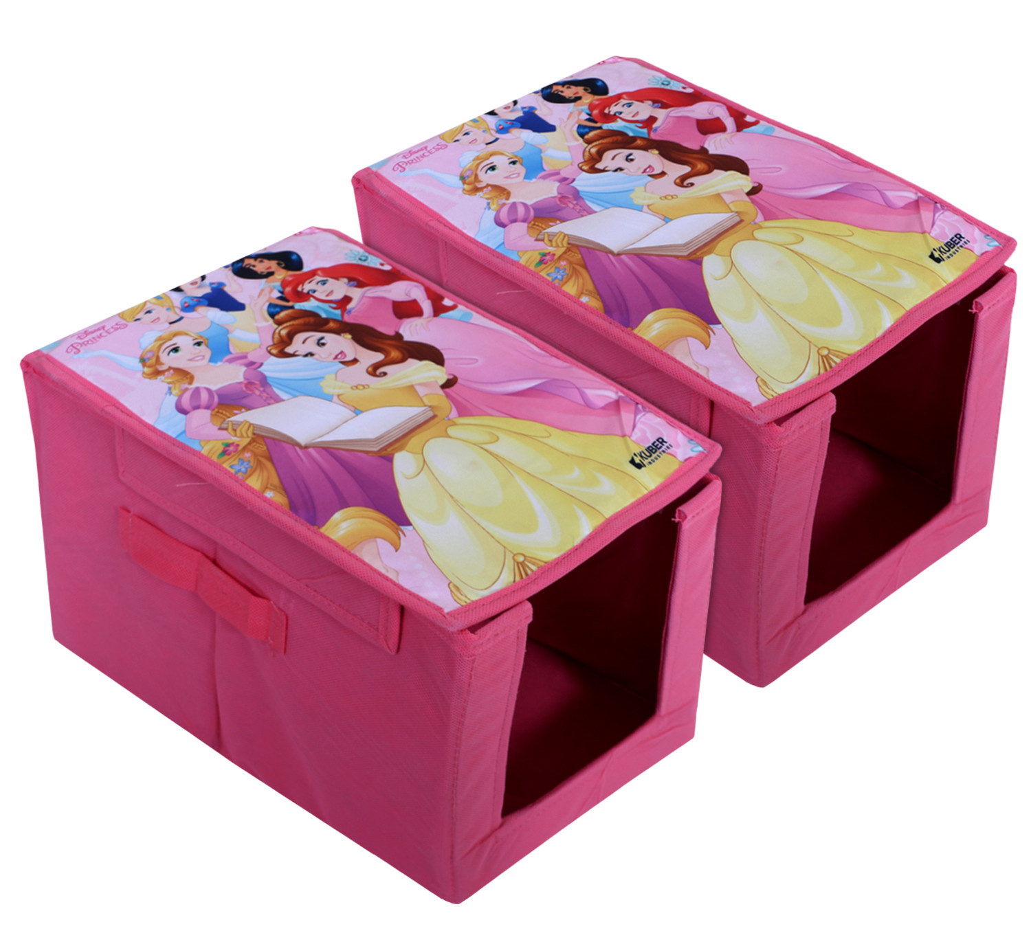 Kuber Industries Disney Princess Shirt Stacker|Wardrobe Organizer For Clothes|Non-Woven Wardrobe Organizer for Home With Lid (Pink)