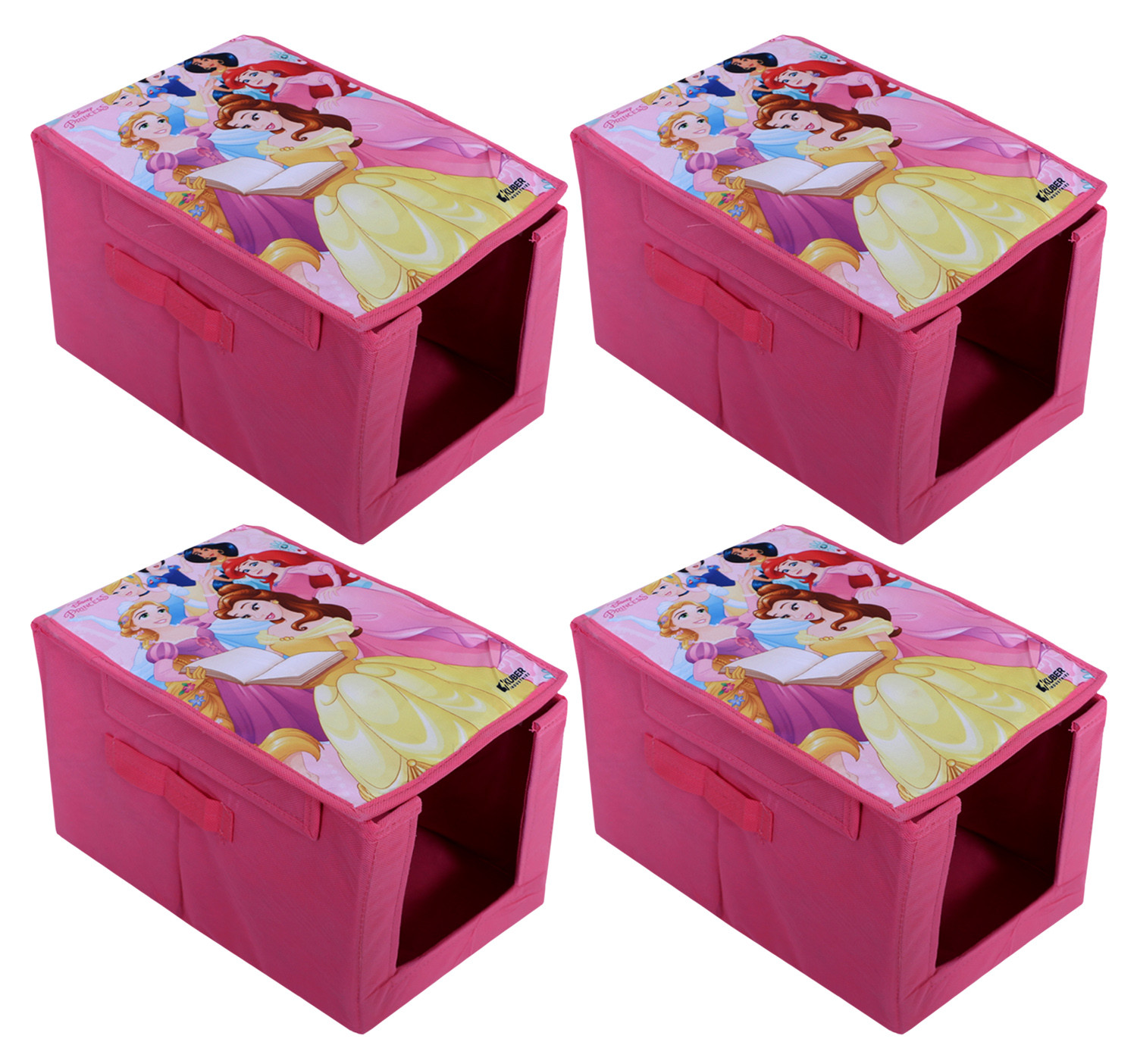 Kuber Industries Disney Princess Shirt Stacker|Wardrobe Organizer For Clothes|Non-Woven Wardrobe Organizer for Home With Lid (Pink)