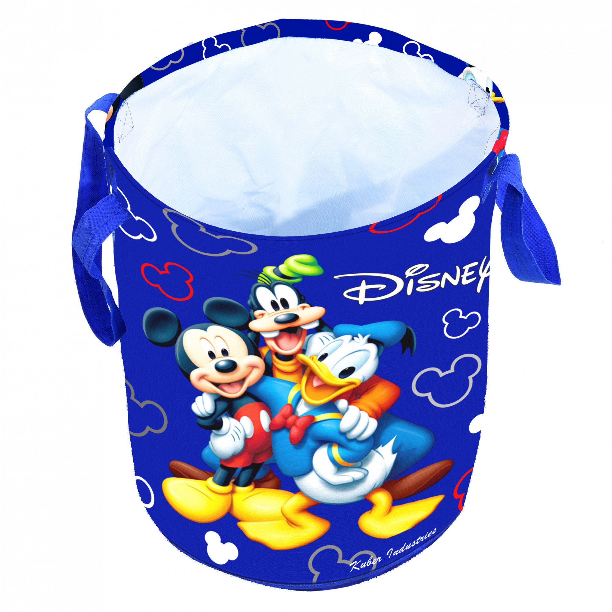 Kuber Industries Disney Print 2 Pieces Waterproof Cotton Laundry Bag, Toy Storage, Laundry Basket Organizer 45 L (Black & Blue)-KUBMART1604