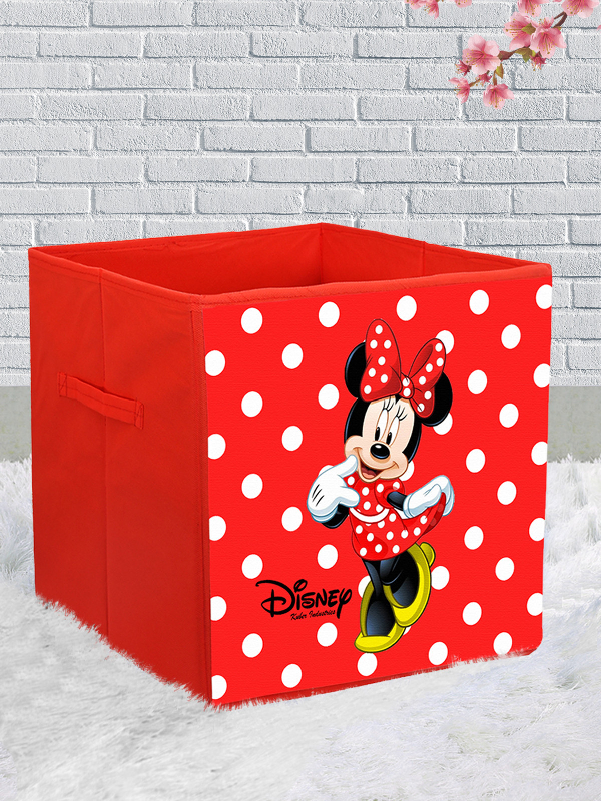 Kuber Industries Disney Print Non Woven Fabric 4 Pieces Foldable Large Size Storage Cube Toy,Books,Shoes Storage Box With Handle (Black,Red,Maroon & Brown)