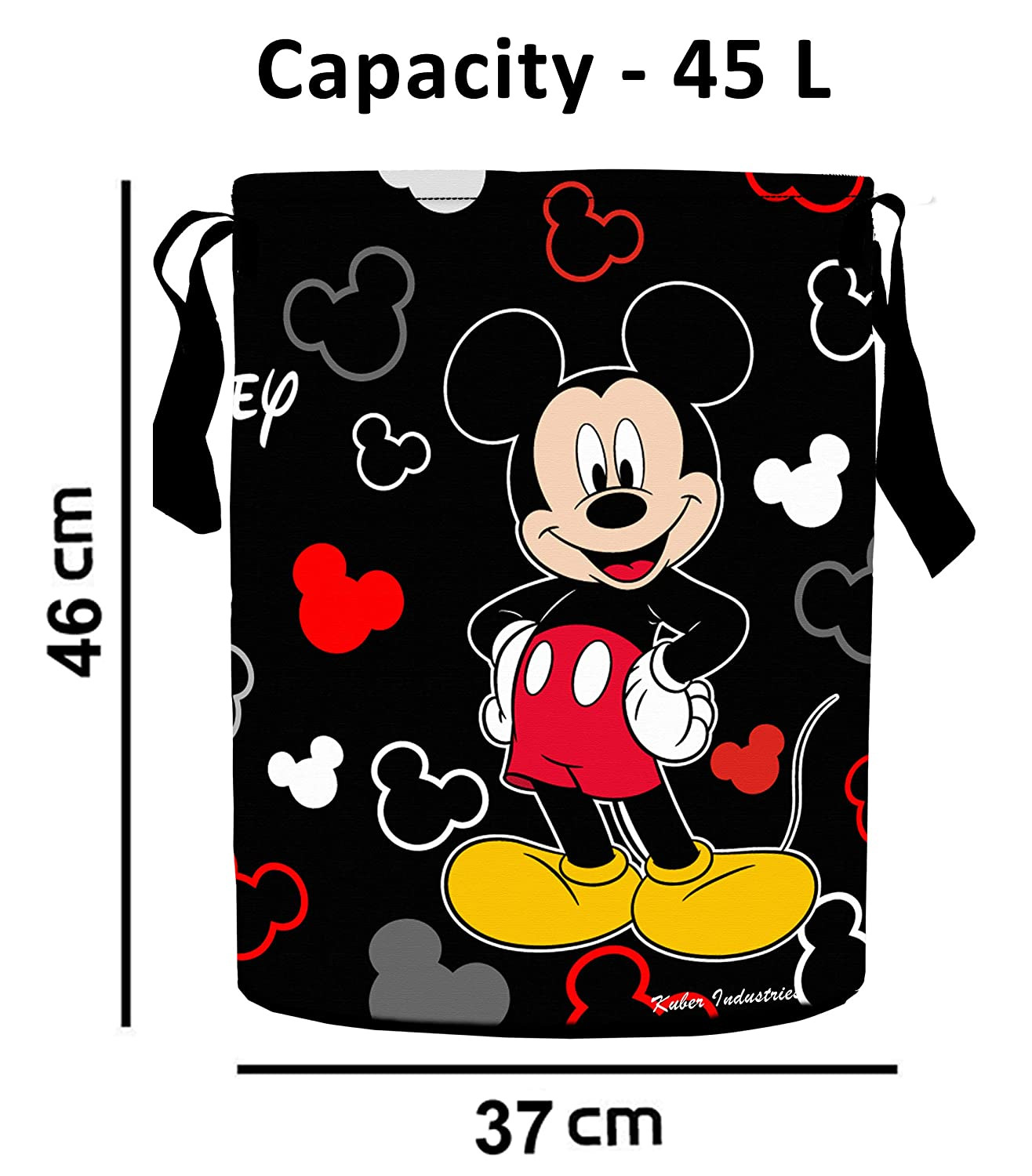 Kuber Industries Disney Print Non Woven Fabric Foldable Large Size Storage Cube Toy And Laundry Bag, Laundry Basket Organizer 45 L (Set Of 2,Black)