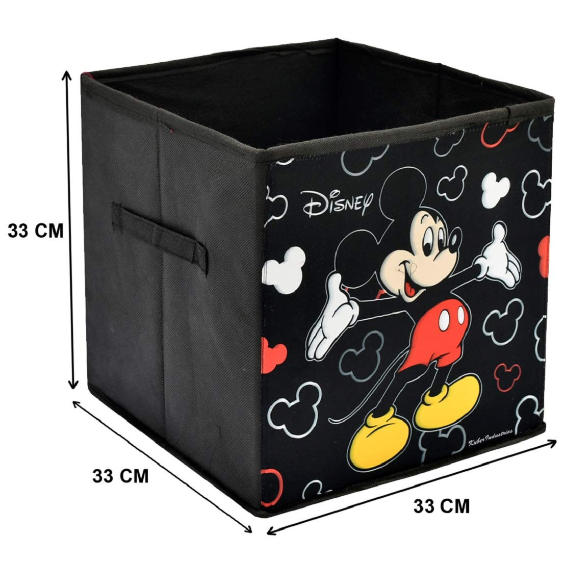 Kuber Industries Disney Print Non Woven Fabric Foldable Large Size Storage Cube Toy And Laundry Bag, Laundry Basket Organizer 45 L (Set Of 2,Black)