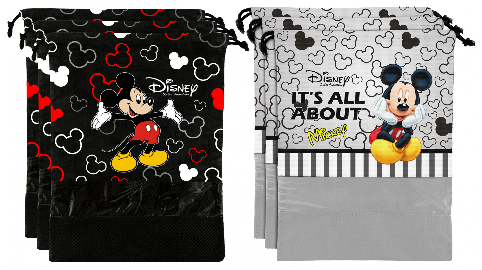 Kuber Industries Disney Print Non Woven Travel Shoe Cover, String Bag Organizer (Black & Grey) -HS_35_KUBMART18013