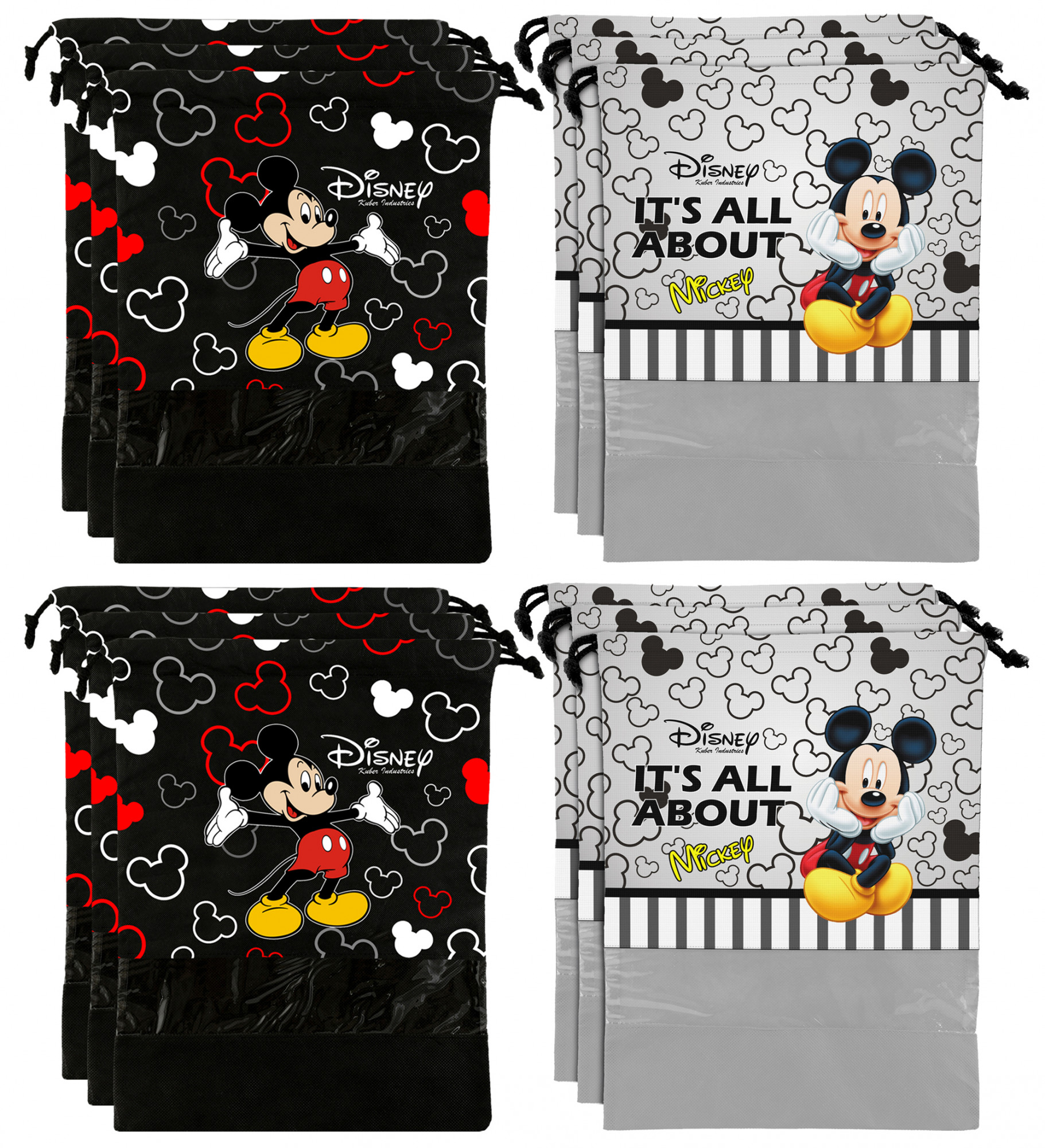 Kuber Industries Disney Print Non Woven Travel Shoe Cover, String Bag Organizer (Black & Grey) -HS_35_KUBMART18013