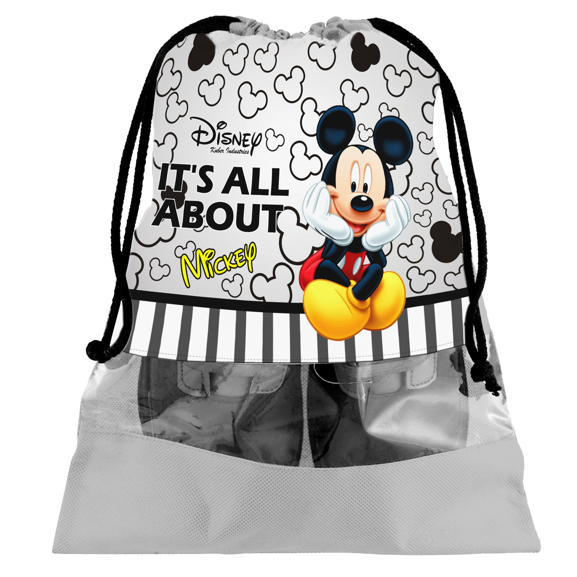 Kuber Industries Disney Print Non Woven Travel Shoe Cover, String Bag Organizer (Black & Grey & Pink) -HS_35_KUBMART18045
