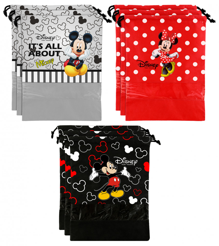 Kuber Industries Disney Print Non Woven Travel Shoe Cover, String Bag Organizer (Black &amp; Grey &amp; Red) -HS_35_KUBMART18043