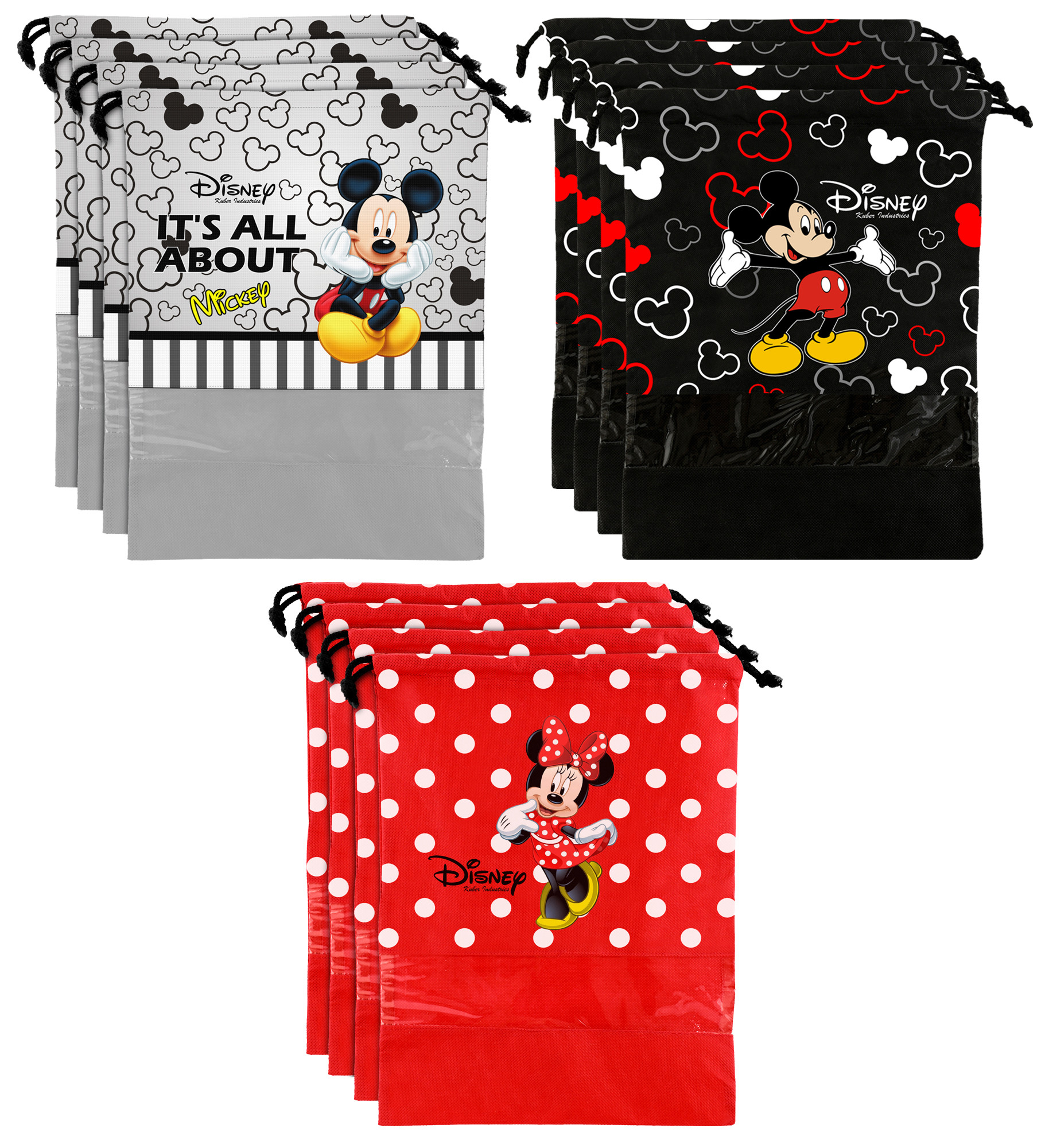 Kuber Industries Disney Print Non Woven Travel Shoe Cover, String Bag Organizer (Black & Grey & Red) -HS_35_KUBMART18043