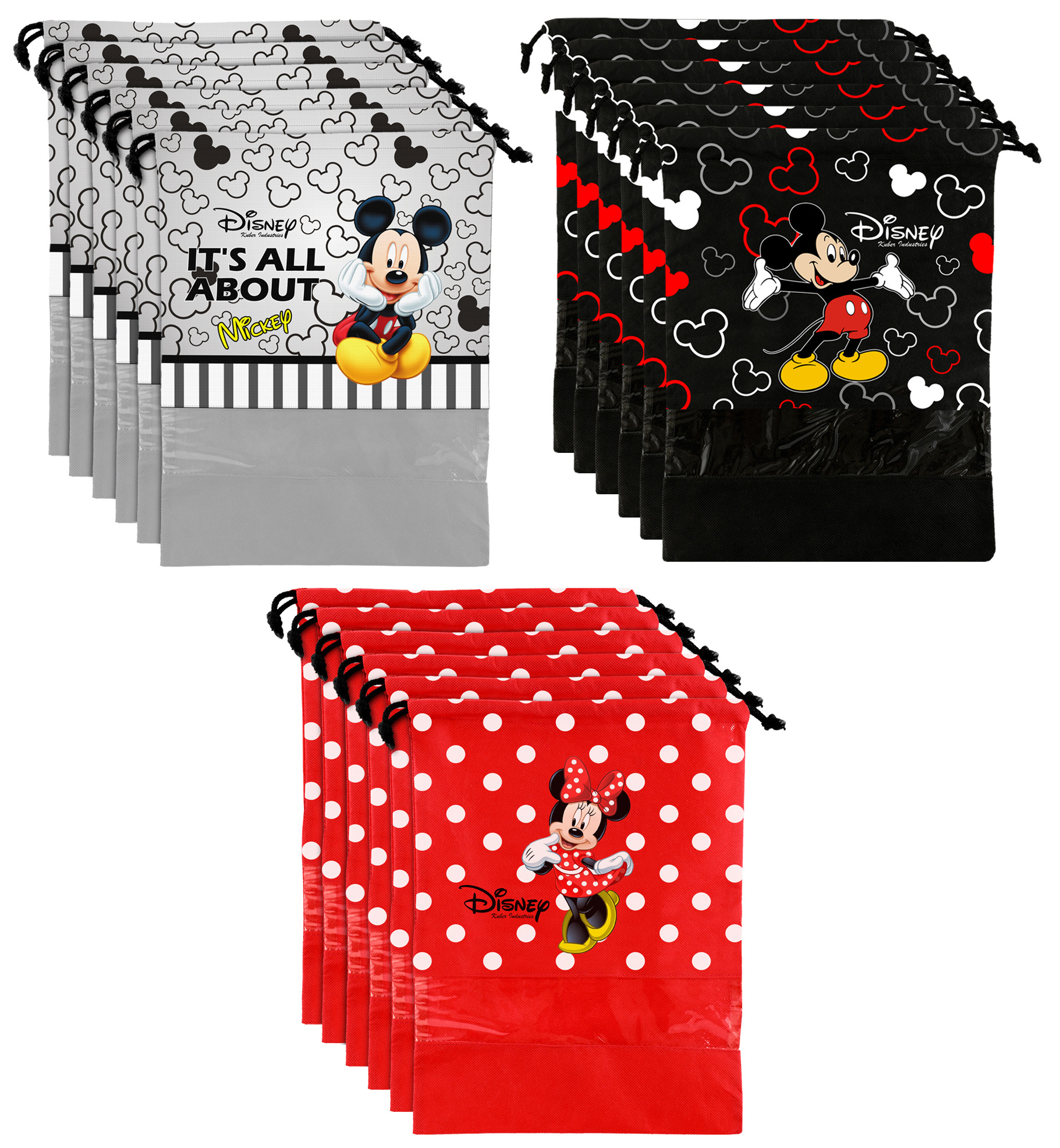 Kuber Industries Disney Print Non Woven Travel Shoe Cover, String Bag Organizer (Black & Grey & Red) -HS_35_KUBMART18043
