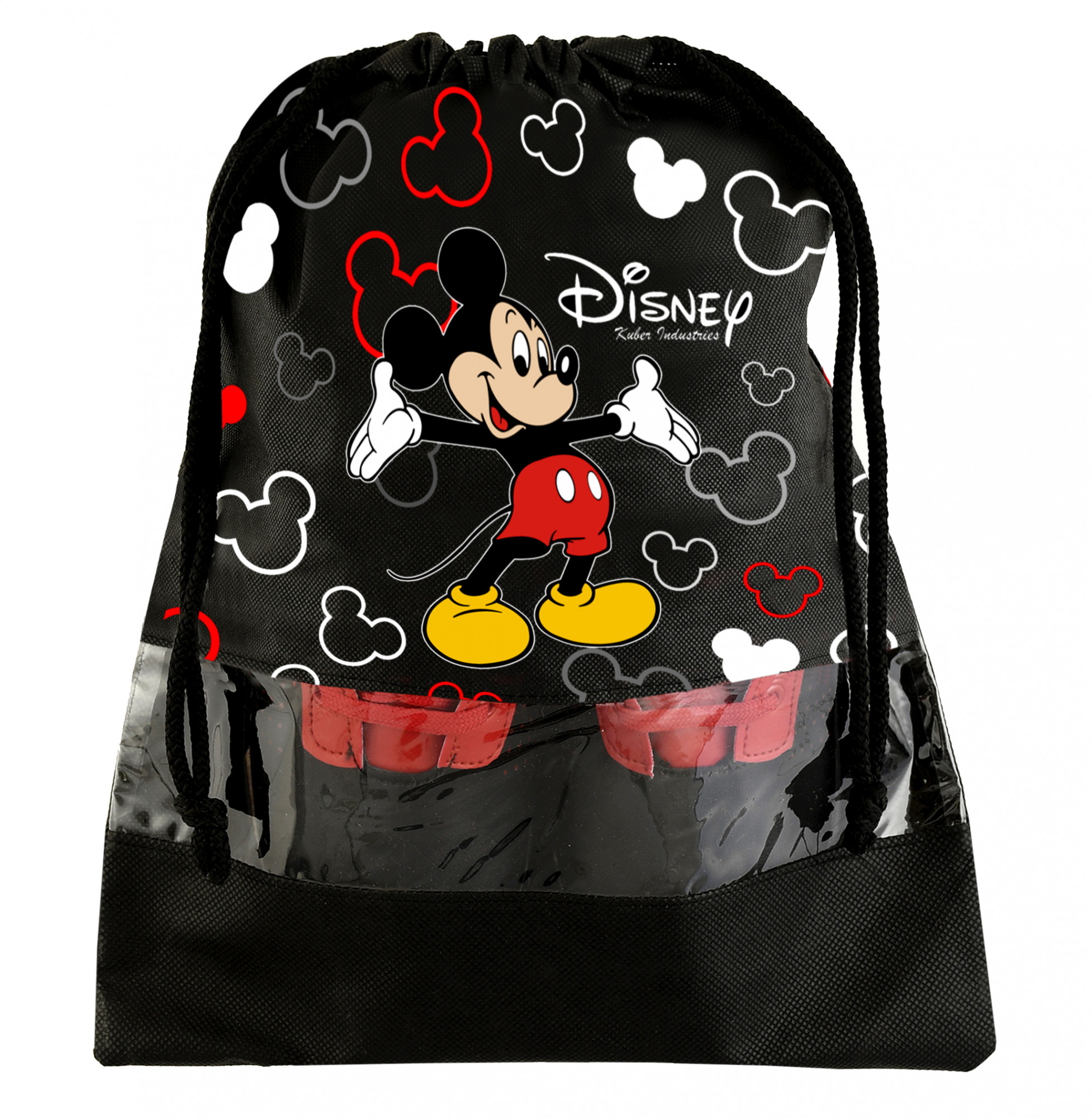 Kuber Industries Disney Print Non Woven Travel Shoe Cover, String Bag Organizer (Black & Pink) -HS_35_KUBMART18017