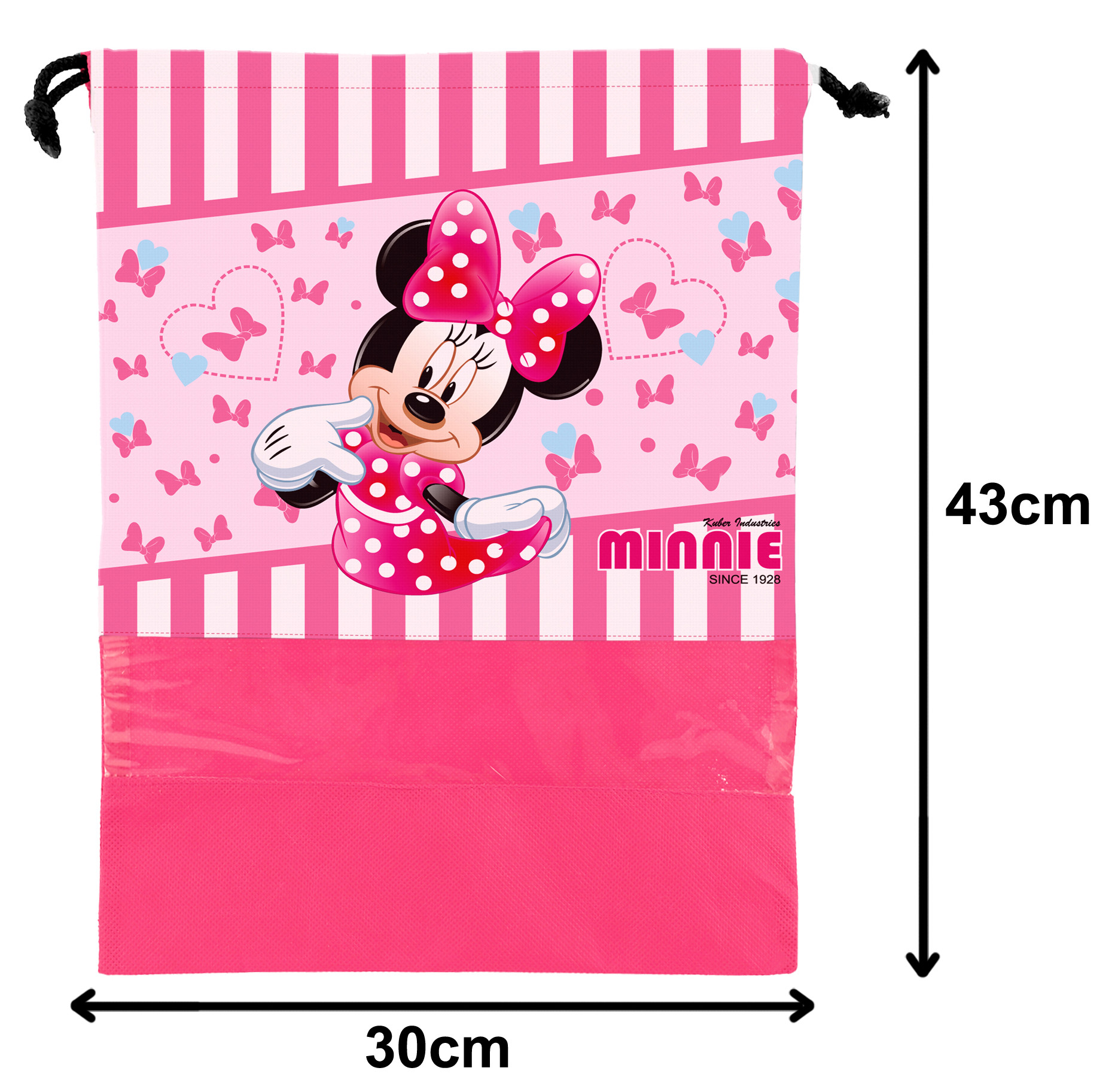 Kuber Industries Disney Print Non Woven Travel Shoe Cover, String Bag Organizer (Black & Pink) -HS_35_KUBMART18017