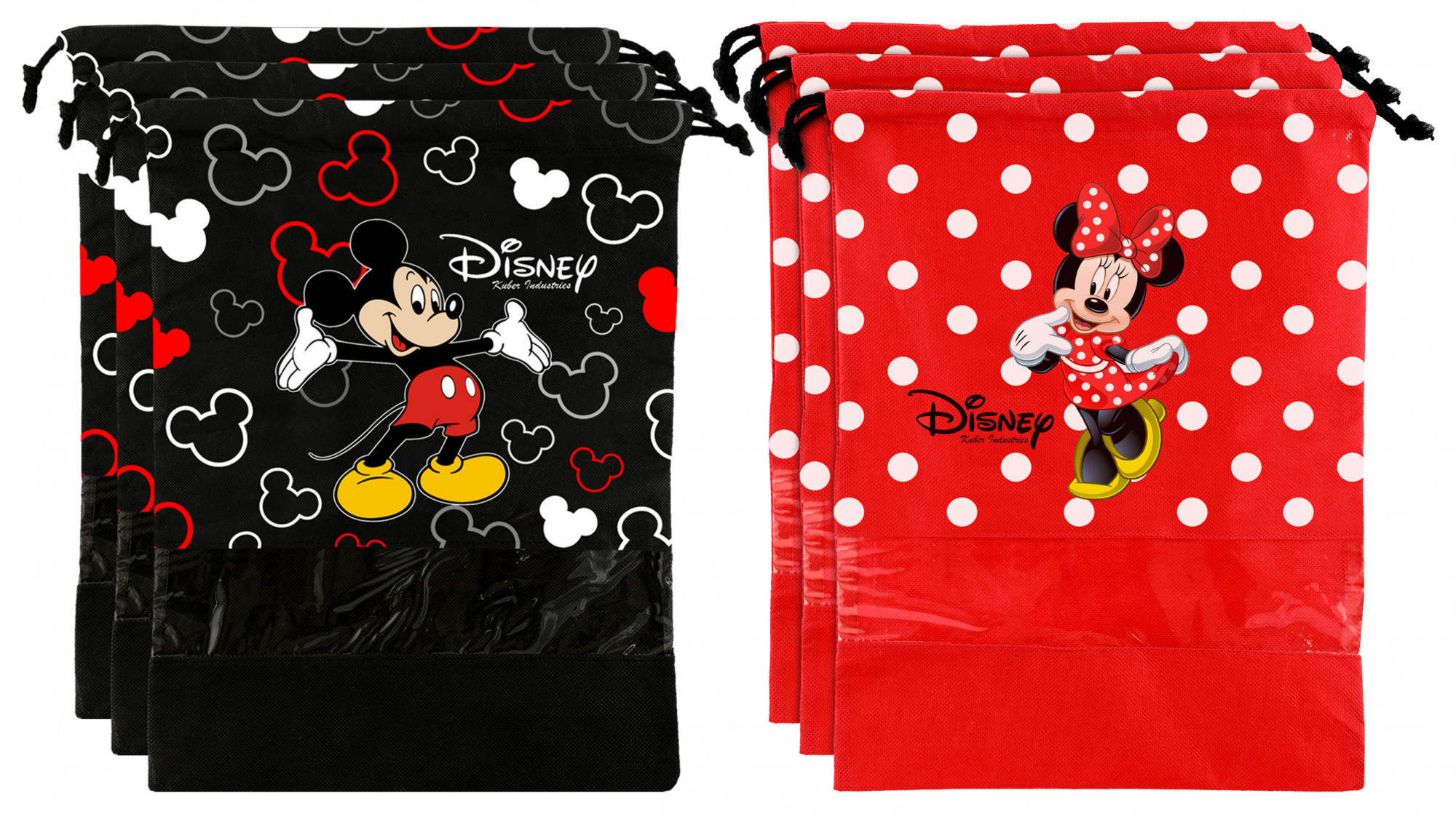 Kuber Industries Disney Print Non Woven Travel Shoe Cover, String Bag Organizer (Black & Red) -HS_35_KUBMART18015