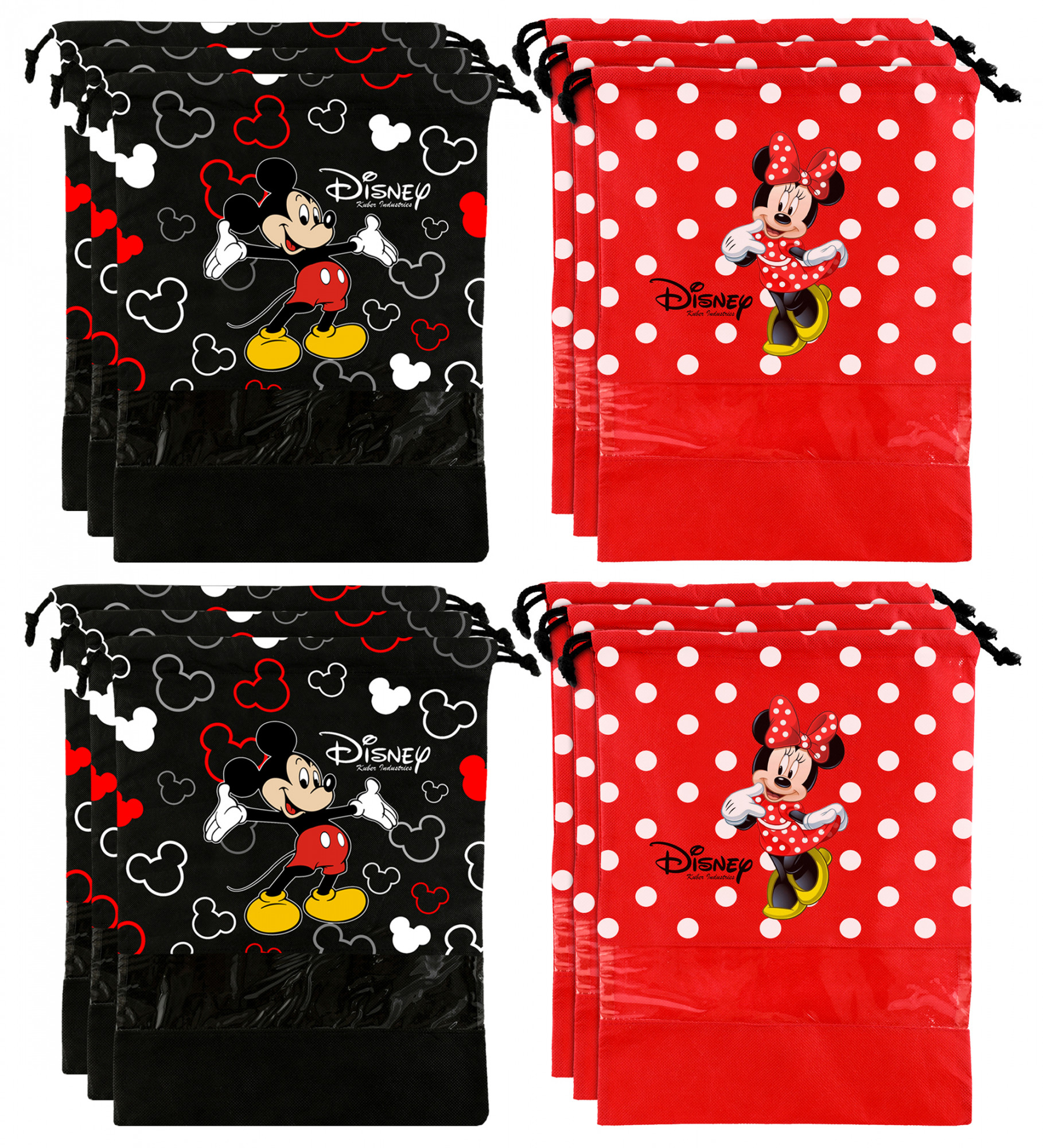 Kuber Industries Disney Print Non Woven Travel Shoe Cover, String Bag Organizer (Black & Red) -HS_35_KUBMART18015
