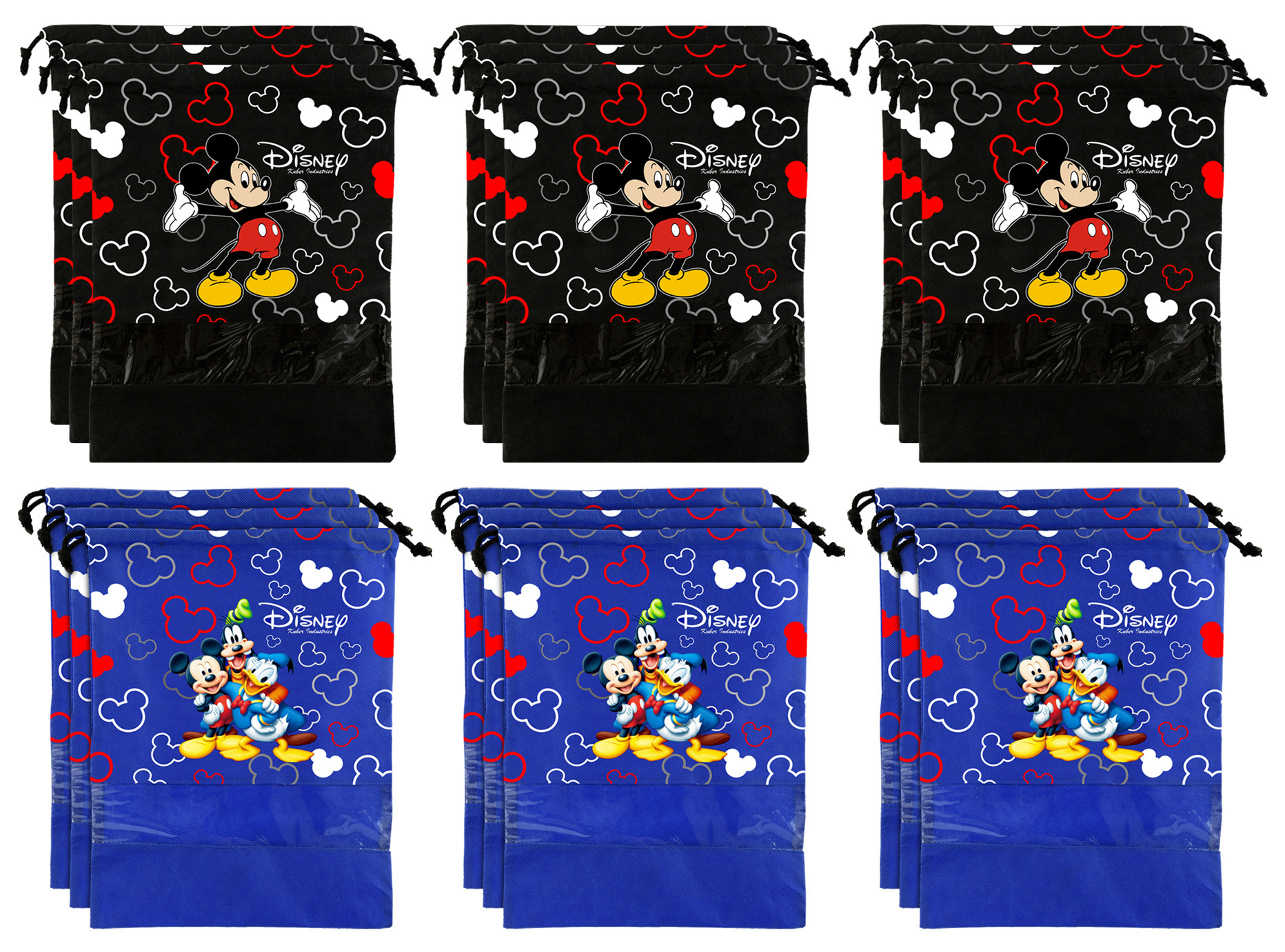 Kuber Industries Disney Print Non Woven Travel Shoe Cover, String Bag Organizer (Black & Royal Blue) -HS_35_KUBMART18011