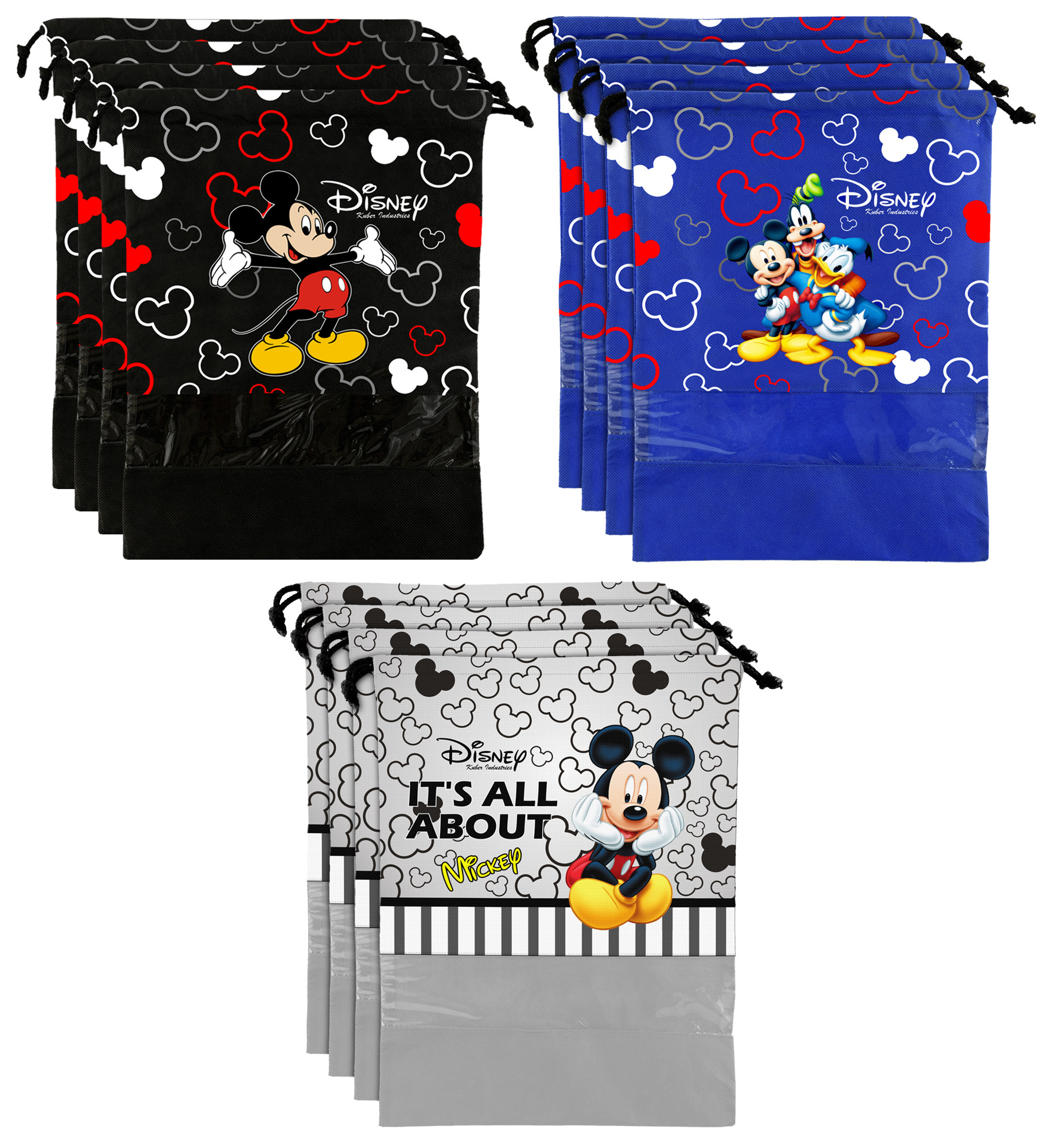 Kuber Industries Disney Print Non Woven Travel Shoe Cover, String Bag Organizer (Black & Royal Blue & Grey) -HS_35_KUBMART18031