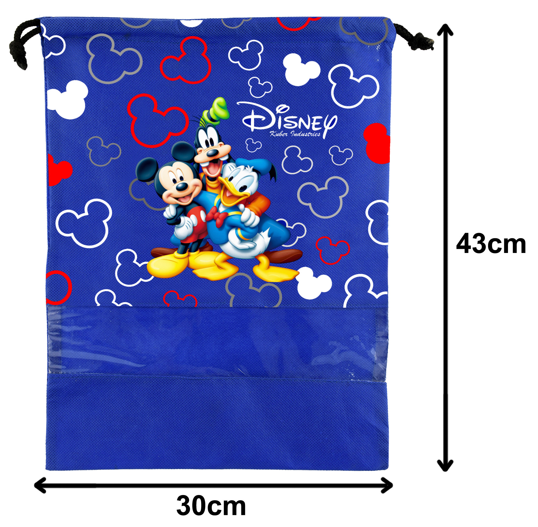 Kuber Industries Disney Print Non Woven Travel Shoe Cover, String Bag Organizer (Black & Royal Blue & Pink) -HS_35_KUBMART18035
