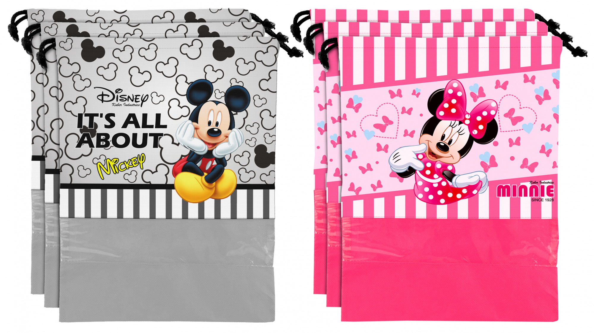 Kuber Industries Disney Print Non Woven Travel Shoe Cover, String Bag Organizer (Grey & Pink) -HS_35_KUBMART18027