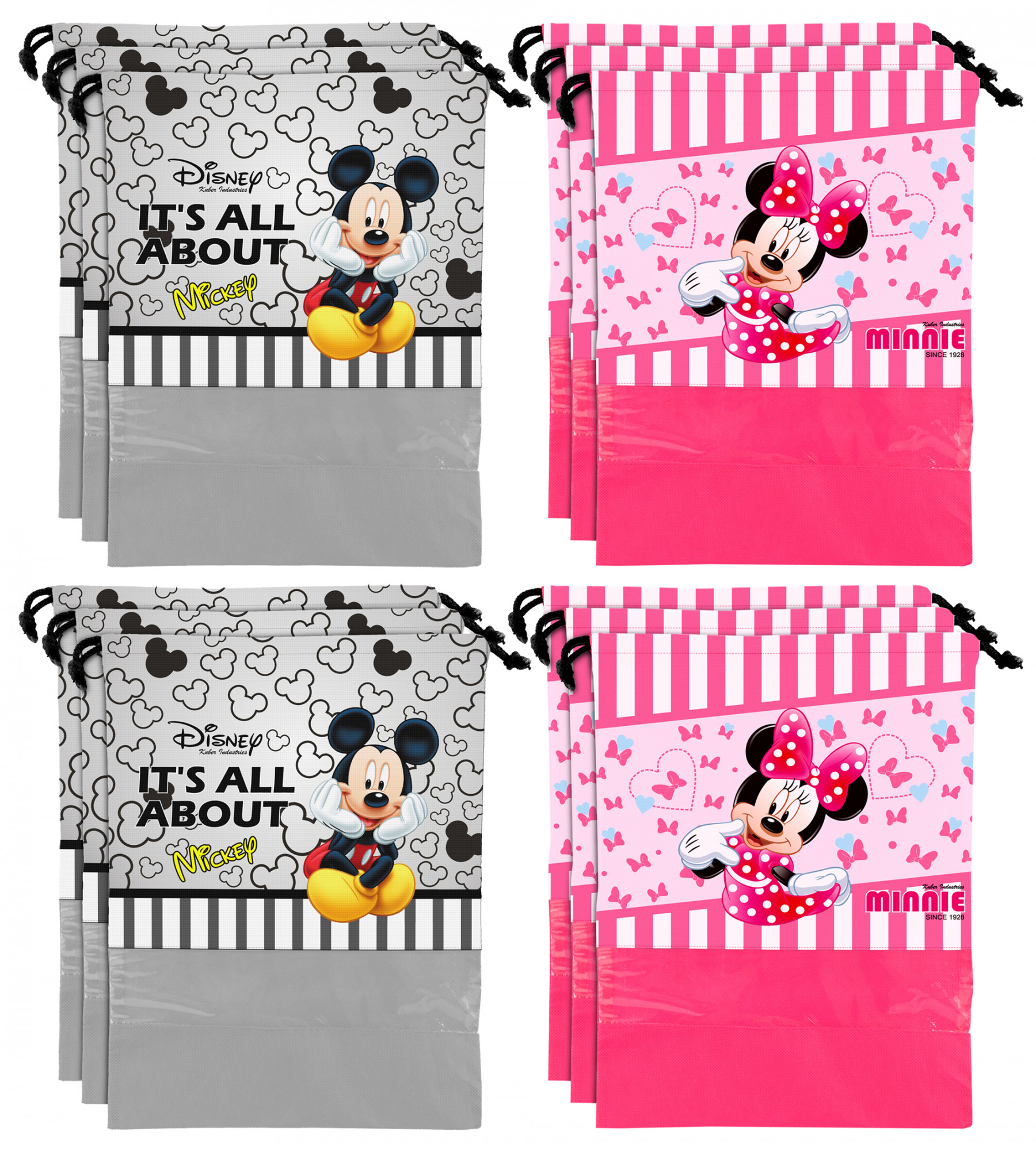 Kuber Industries Disney Print Non Woven Travel Shoe Cover, String Bag Organizer (Grey & Pink) -HS_35_KUBMART18027