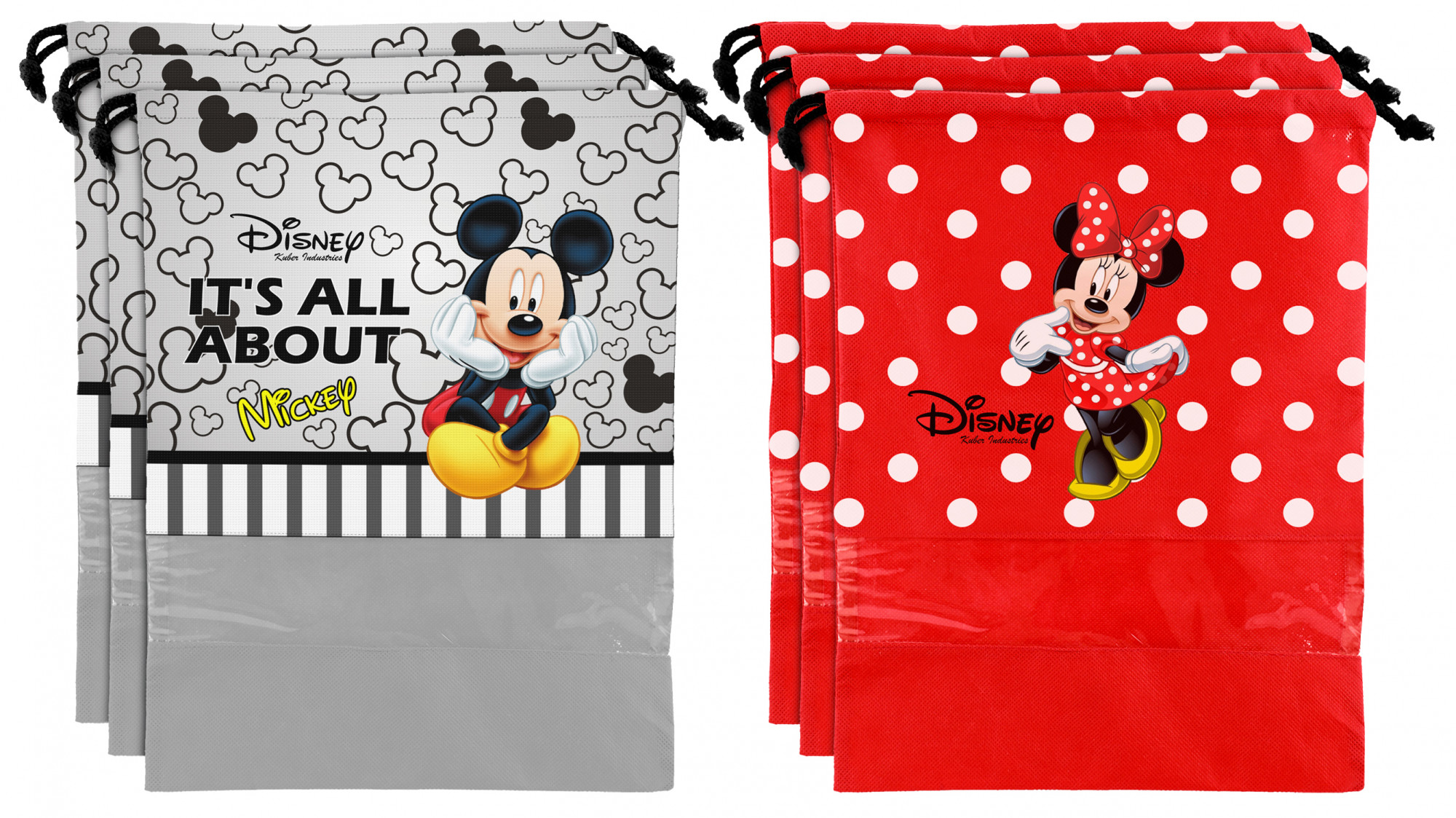 Kuber Industries Disney Print Non Woven Travel Shoe Cover, String Bag Organizer (Grey & Red) -HS_35_KUBMART18025