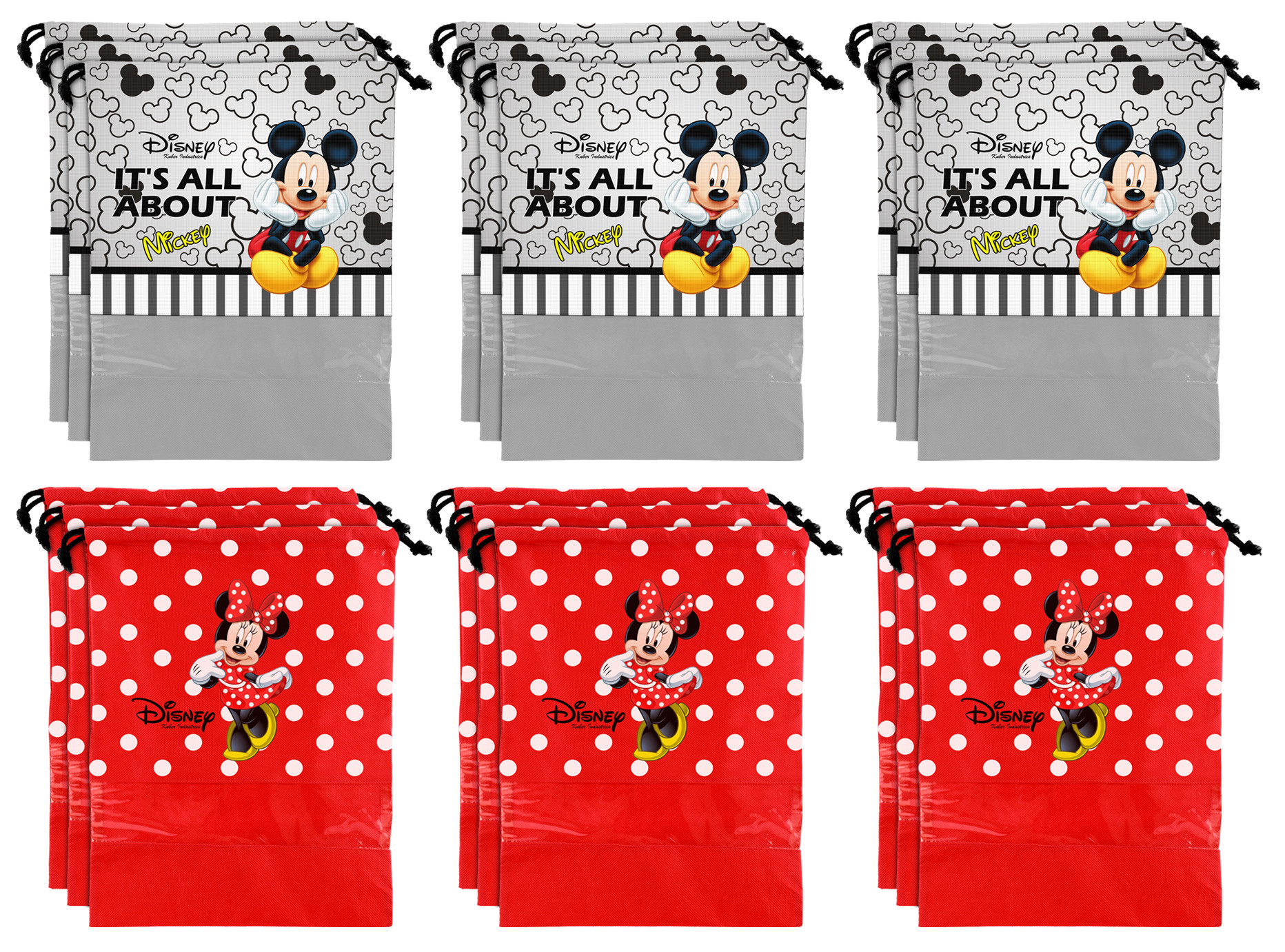 Kuber Industries Disney Print Non Woven Travel Shoe Cover, String Bag Organizer (Grey & Red) -HS_35_KUBMART18025