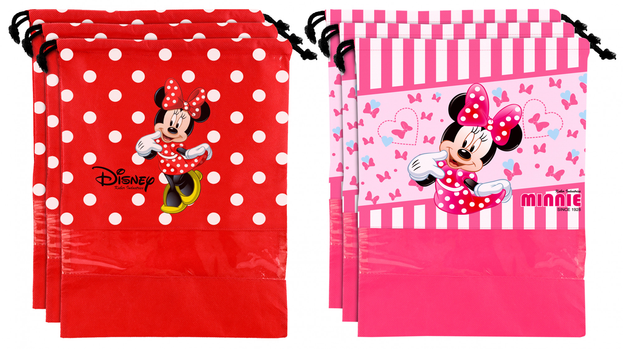 Kuber Industries Disney Print Non Woven Travel Shoe Cover, String Bag Organizer (Red & Pink) -HS_35_KUBMART18029