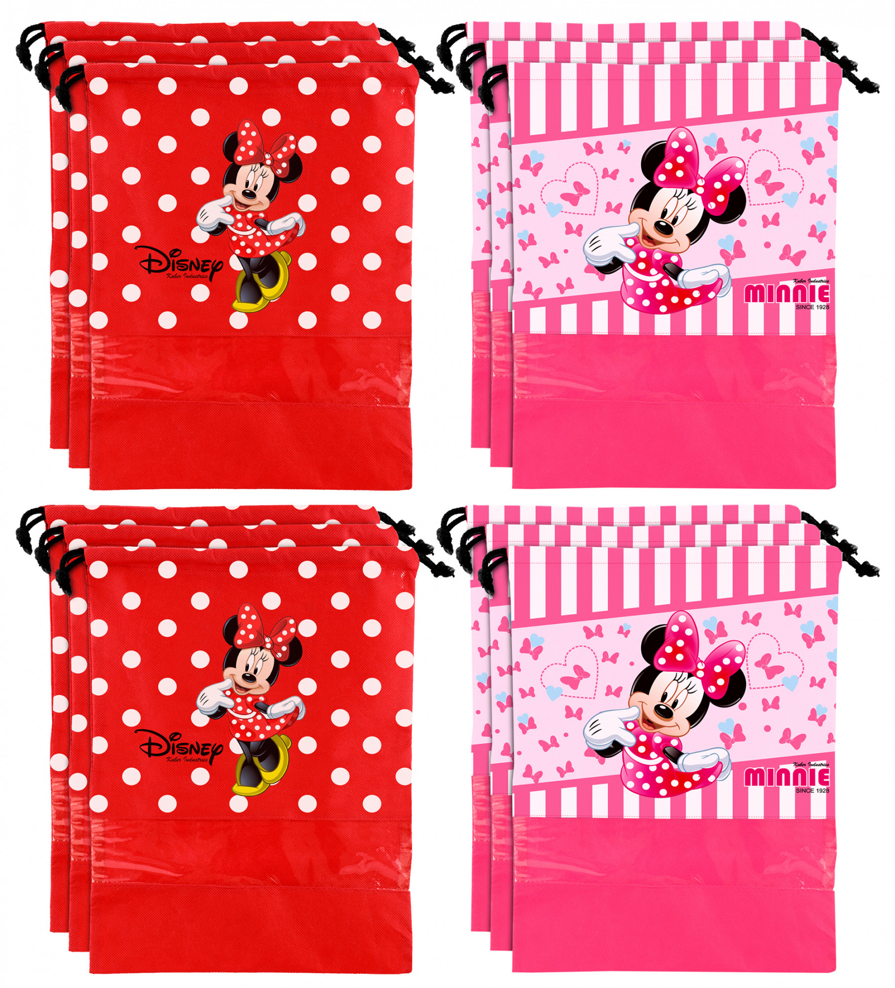 Kuber Industries Disney Print Non Woven Travel Shoe Cover, String Bag Organizer (Red & Pink) -HS_35_KUBMART18029