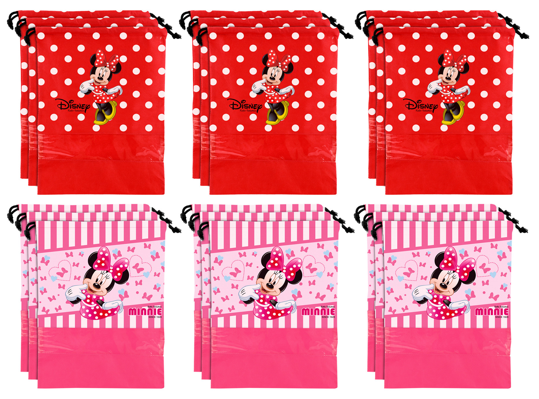 Kuber Industries Disney Print Non Woven Travel Shoe Cover, String Bag Organizer (Red & Pink) -HS_35_KUBMART18029