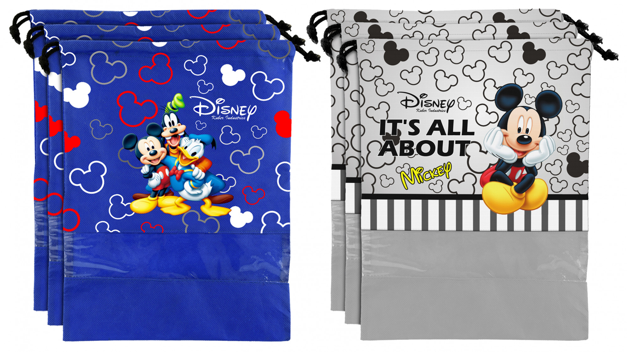 Kuber Industries Disney Print Non Woven Travel Shoe Cover, String Bag Organizer (Royal Blue & Grey) -HS_35_KUBMART18019