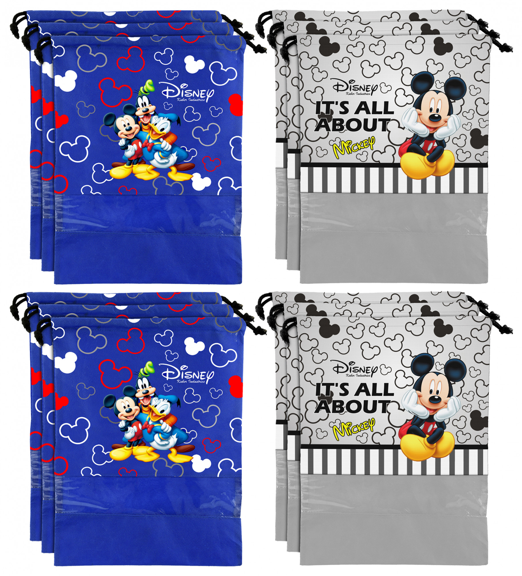 Kuber Industries Disney Print Non Woven Travel Shoe Cover, String Bag Organizer (Royal Blue & Grey) -HS_35_KUBMART18019