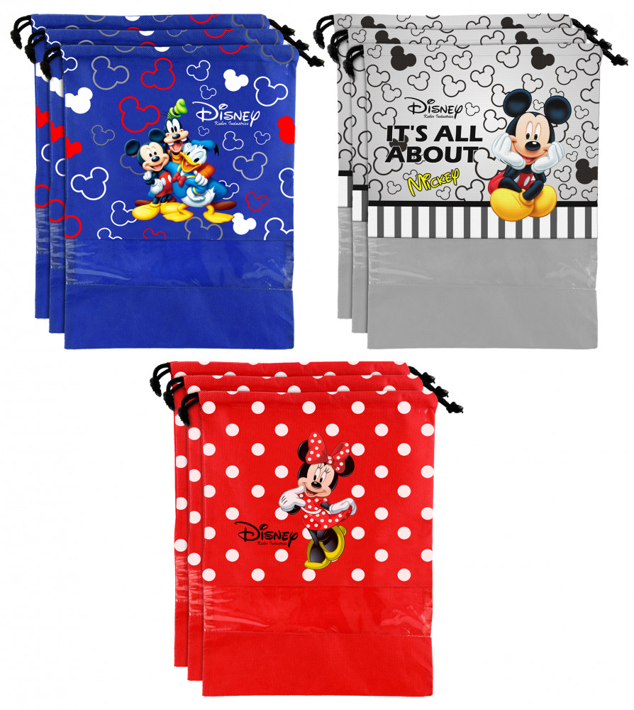 Kuber Industries Disney Print Non Woven Travel Shoe Cover, String Bag Organizer (Royal Blue &amp; Grey &amp; Red) -HS_35_KUBMART18037