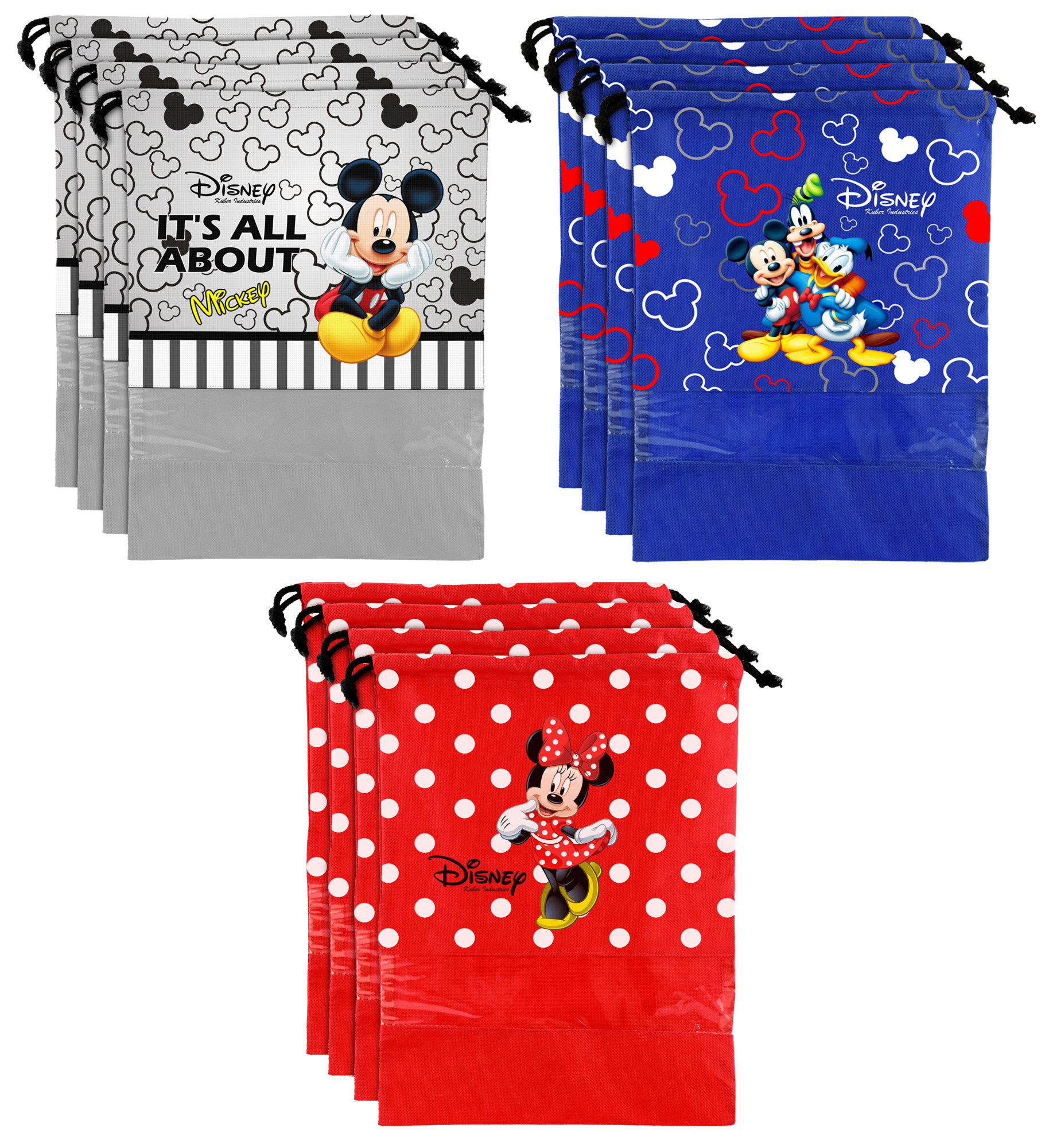 Kuber Industries Disney Print Non Woven Travel Shoe Cover, String Bag Organizer (Royal Blue & Grey & Red) -HS_35_KUBMART18037