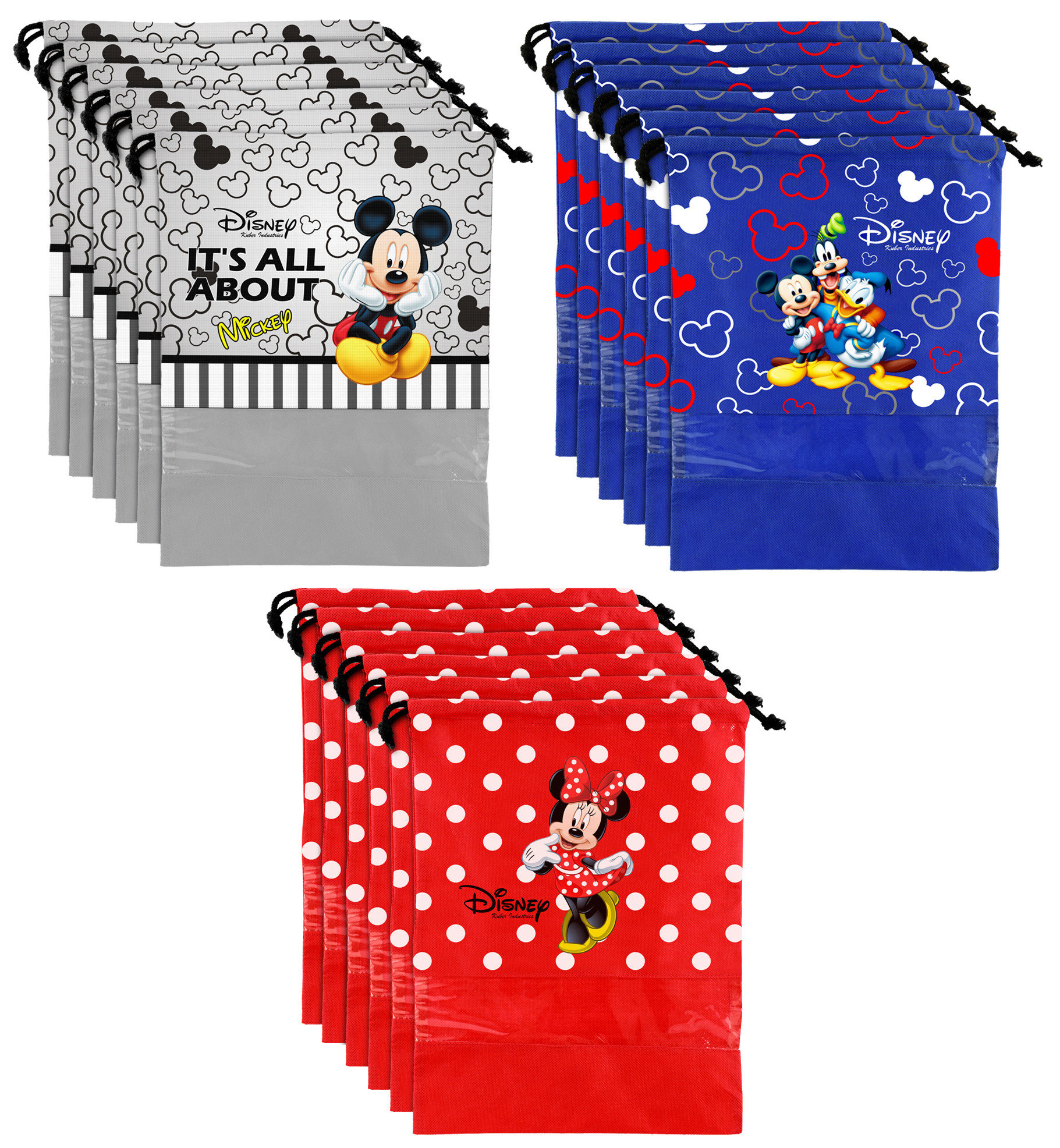 Kuber Industries Disney Print Non Woven Travel Shoe Cover, String Bag Organizer (Royal Blue & Grey & Red) -HS_35_KUBMART18037