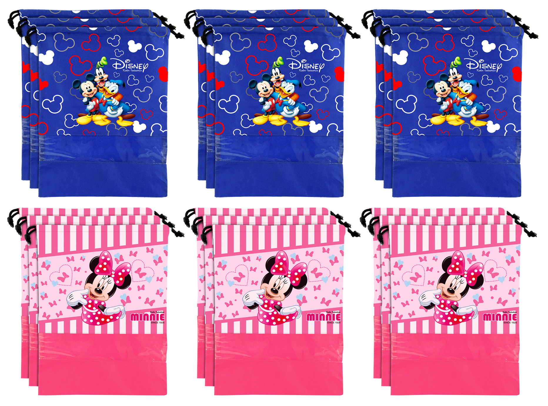 Kuber Industries Disney Print Non Woven Travel Shoe Cover, String Bag Organizer (Royal Blue & Pink) -HS_35_KUBMART18023