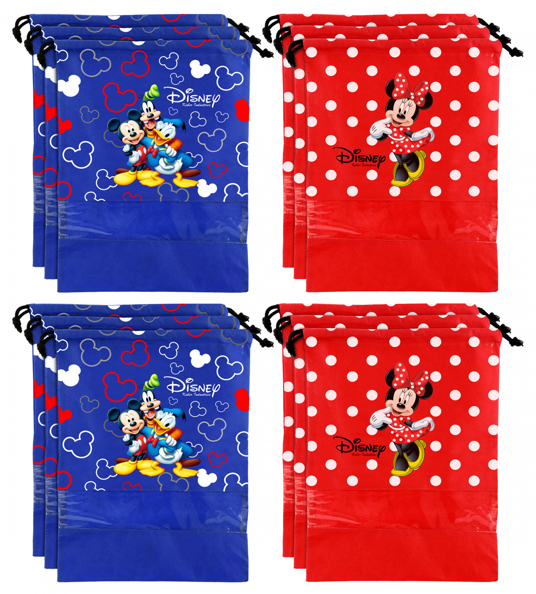 Kuber Industries Disney Print Non Woven Travel Shoe Cover, String Bag Organizer (Royal Blue & Red) -HS_35_KUBMART18021