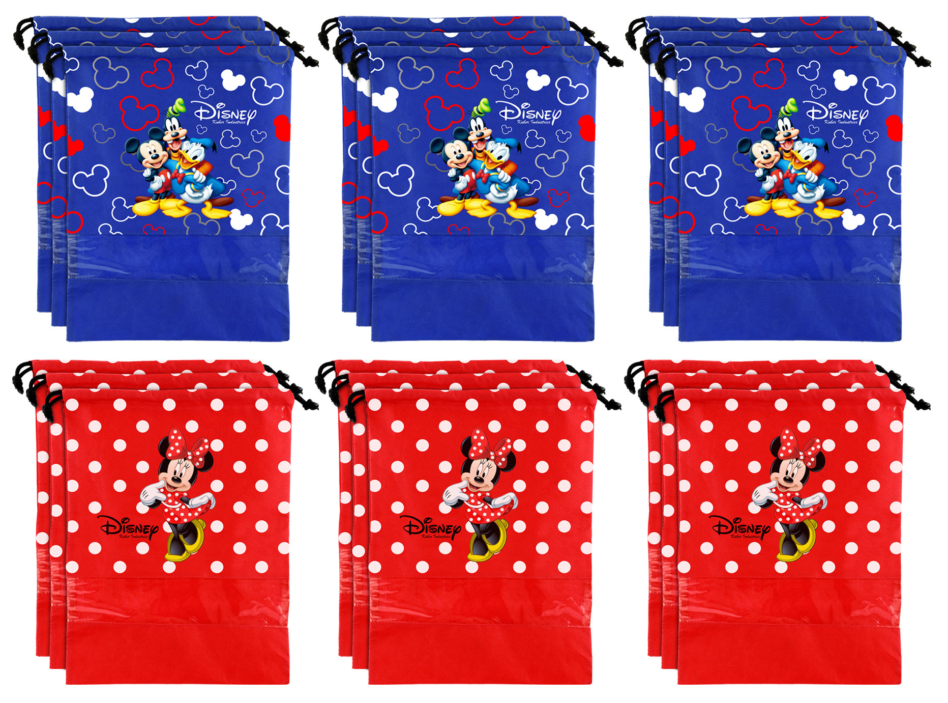 Kuber Industries Disney Print Non Woven Travel Shoe Cover, String Bag Organizer (Royal Blue & Red) -HS_35_KUBMART18021