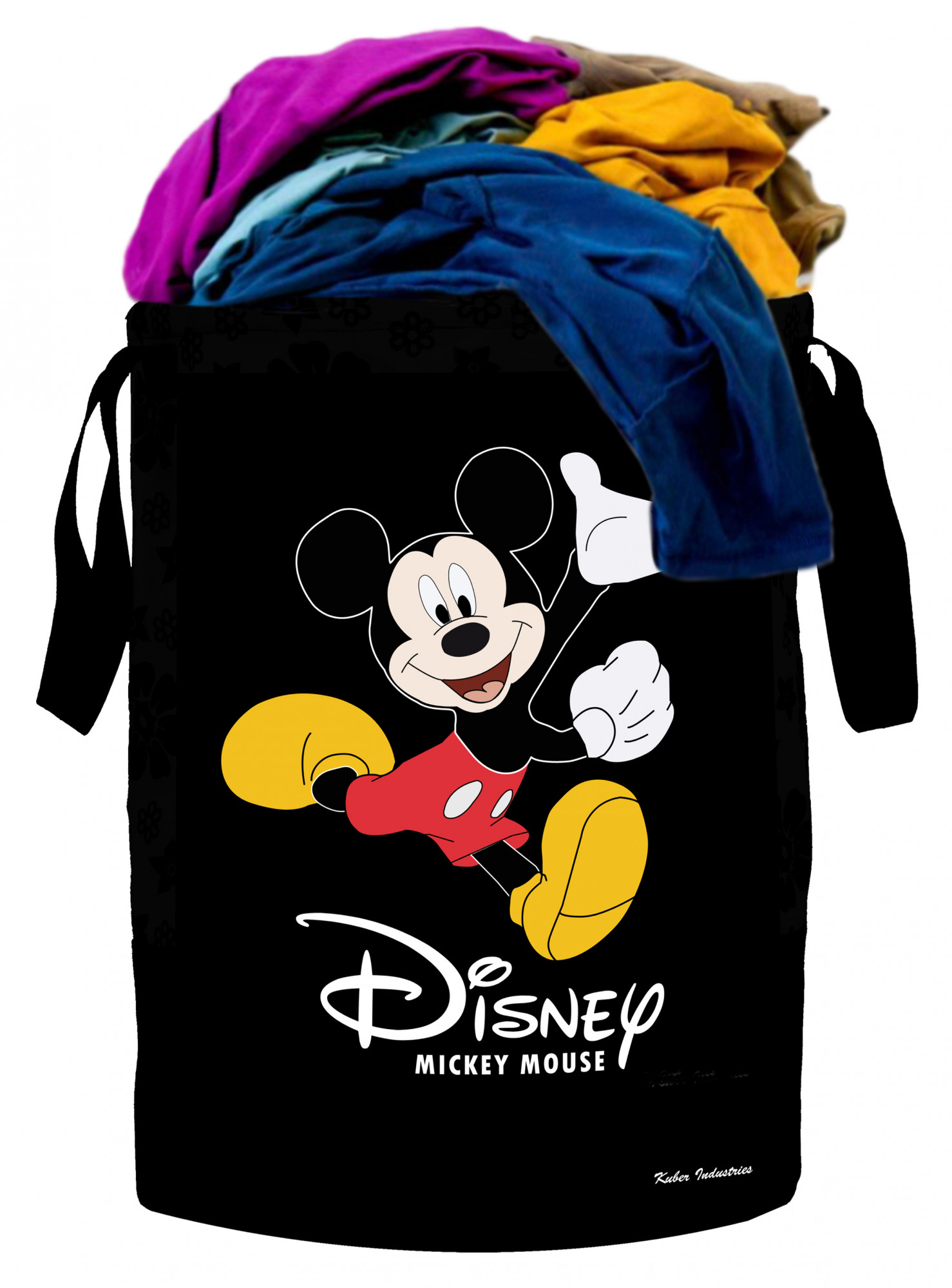 Kuber Industries Disney Print Waterproof Canvas Laundry Bag, Toy Storage, Laundry Basket Organizer 45 L (Black)