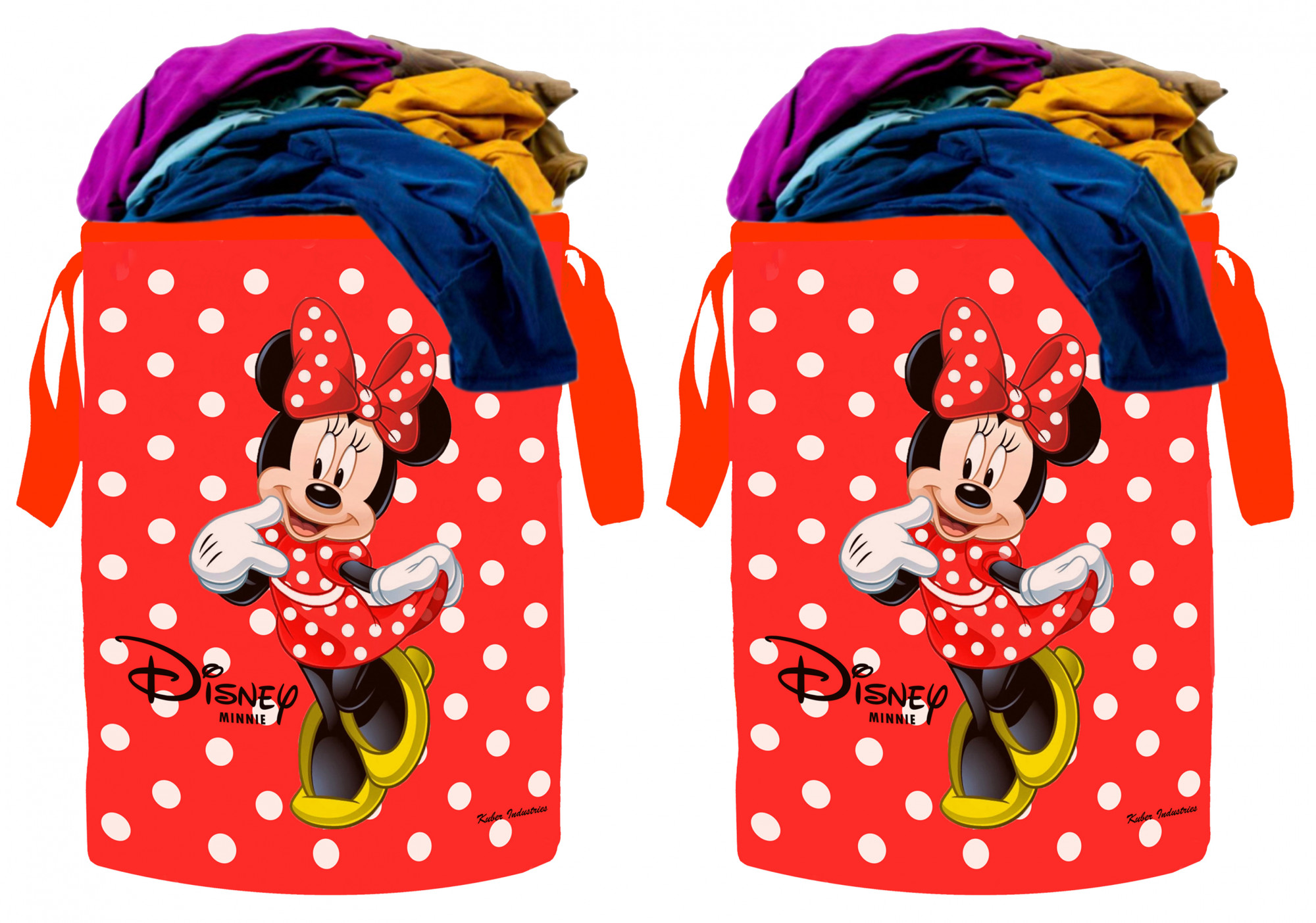 Kuber Industries Disney Print Waterproof Canvas Laundry Bag, Toy Storage, Laundry Basket Organizer 45 L (Red)