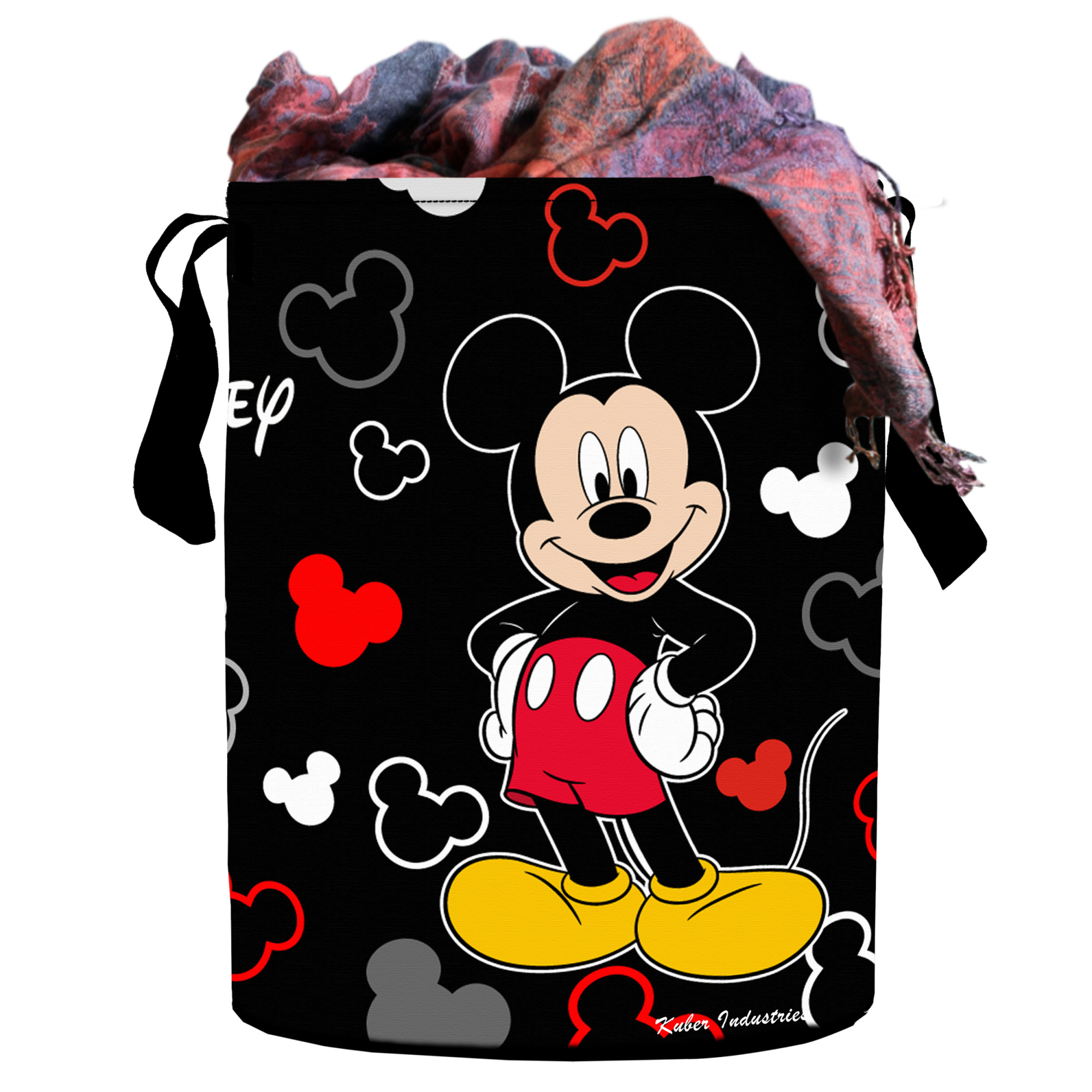 Kuber Industries Disney Print Waterproof Cotton Laundry Bag, Toy Storage, Laundry Basket Organizer 45 L (Black)-KUBMART1590