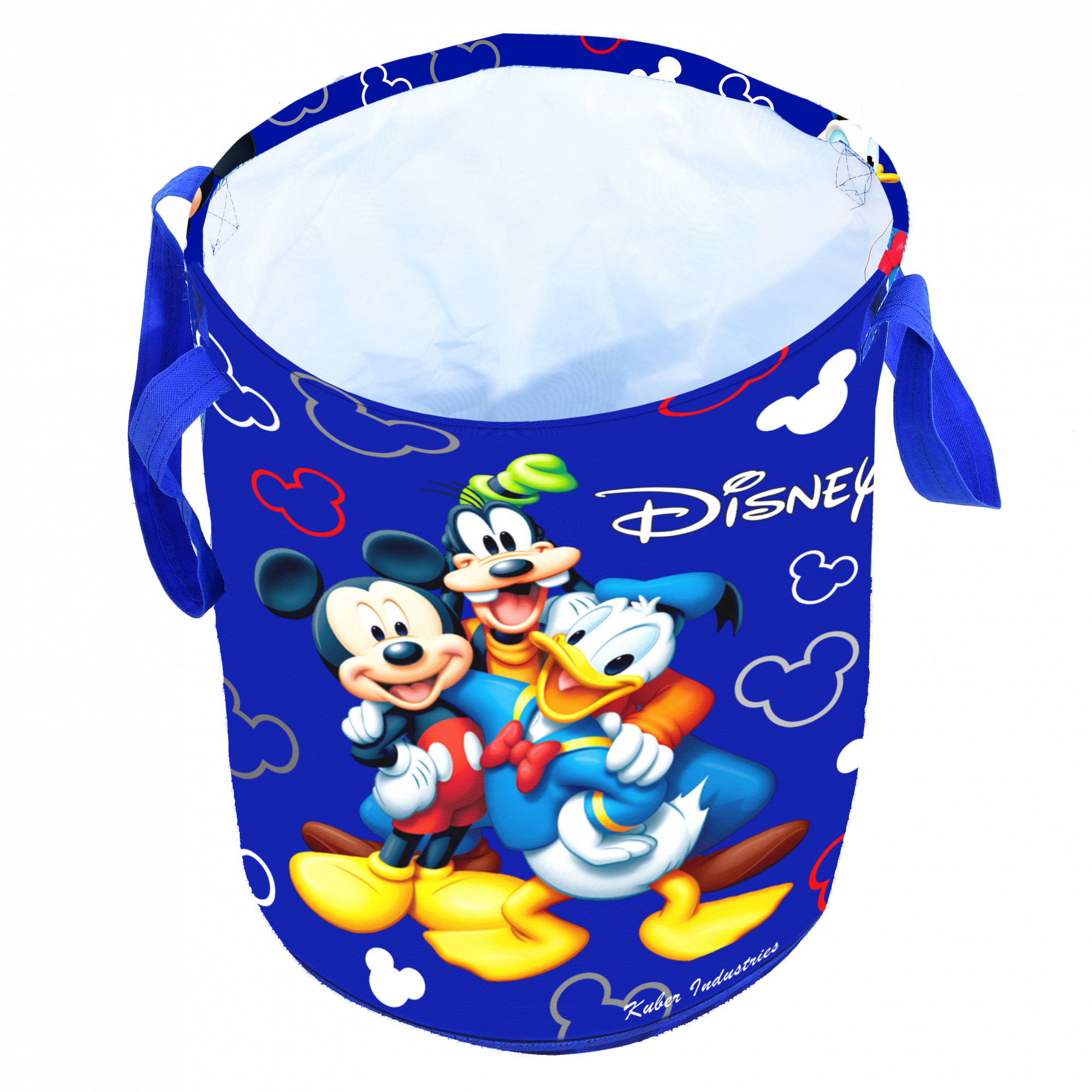 Kuber Industries Disney Print Waterproof Cotton Laundry Bag, Toy Storage, Laundry Basket Organizer 45 L (Blue)-KUBMART1598