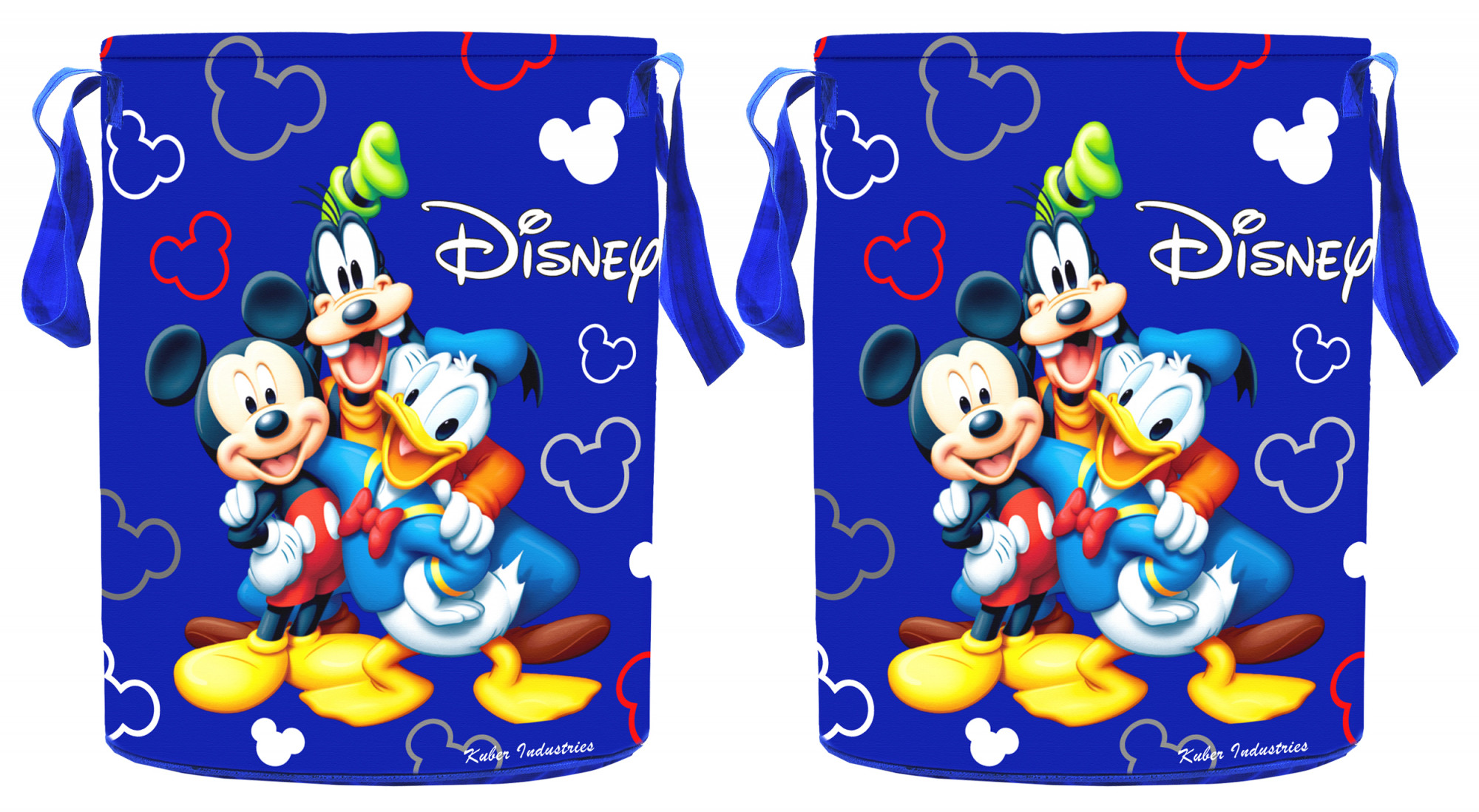 Kuber Industries Disney Print Waterproof Cotton Laundry Bag, Toy Storage, Laundry Basket Organizer 45 L (Blue)-KUBMART1598