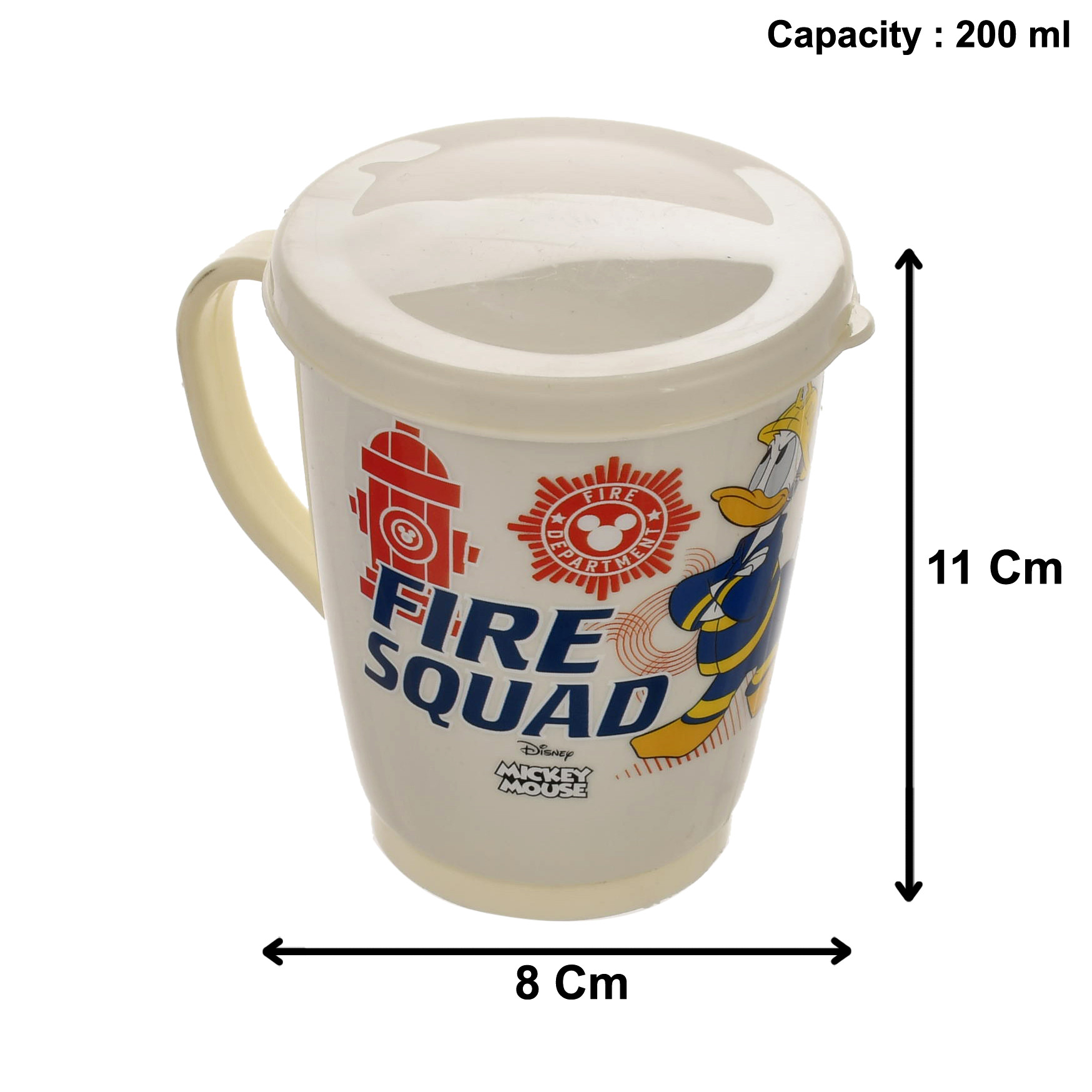 Kuber Industries Disney Printed Food Grade BPA Free Tea/Coffee Mug for Coffee Tea Cocoa, Camping Mugs with Lid, Pack of 2 (Light Grey & Cream)