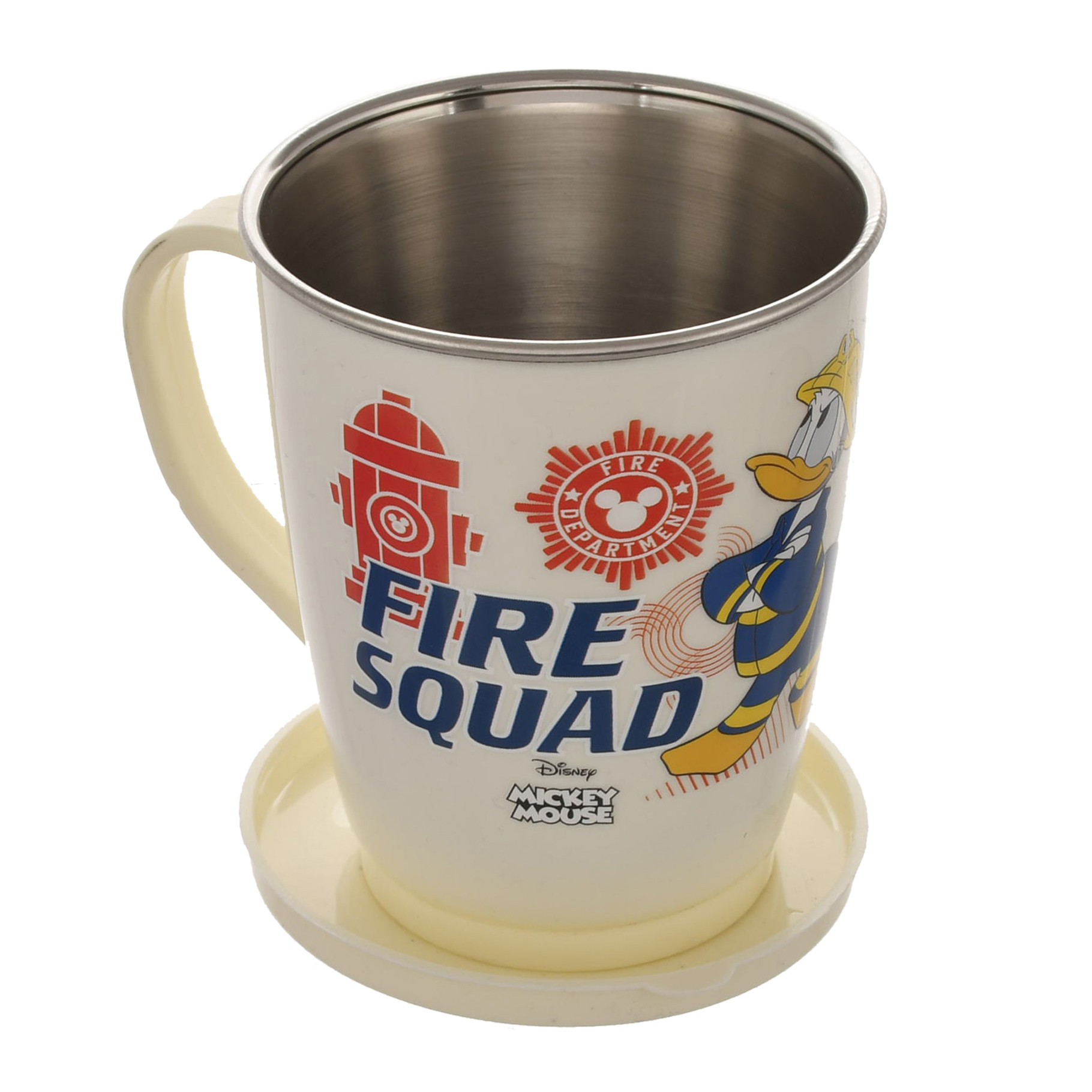 Kuber Industries Disney Printed Food Grade BPA Free Tea/Coffee Mug for Coffee Tea Cocoa, Camping Mugs with Lid, Pack of 2 (Light Grey & Cream)