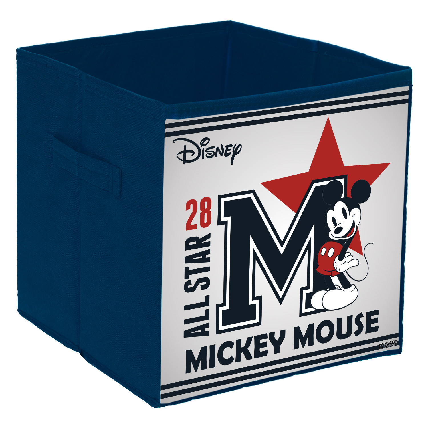 Kuber Industries Disney Star Mickey Print Durable & Collapsible Square Storage Box|Clothes Organizer With Handle,.(Navy Blue)
